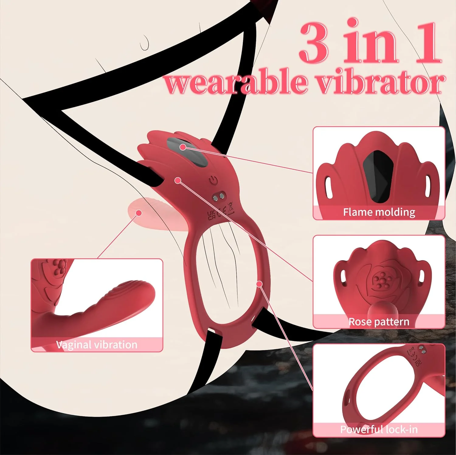 RougeFlex Wearable Cock Ring Clit Stimulator App 9 Modes - Image 2