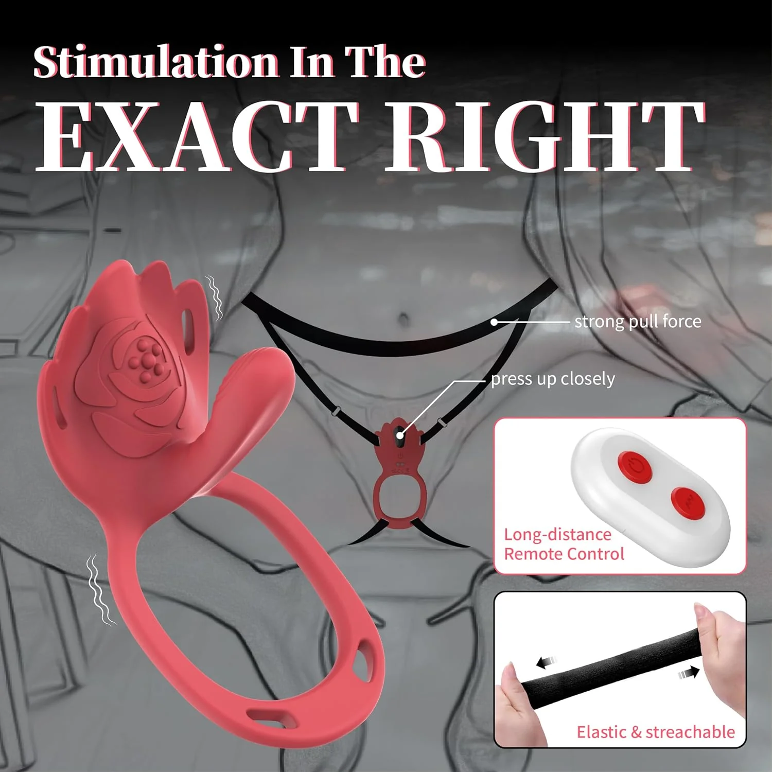 RougeFlex Wearable Cock Ring Clit Stimulator App 9 Modes - Image 3