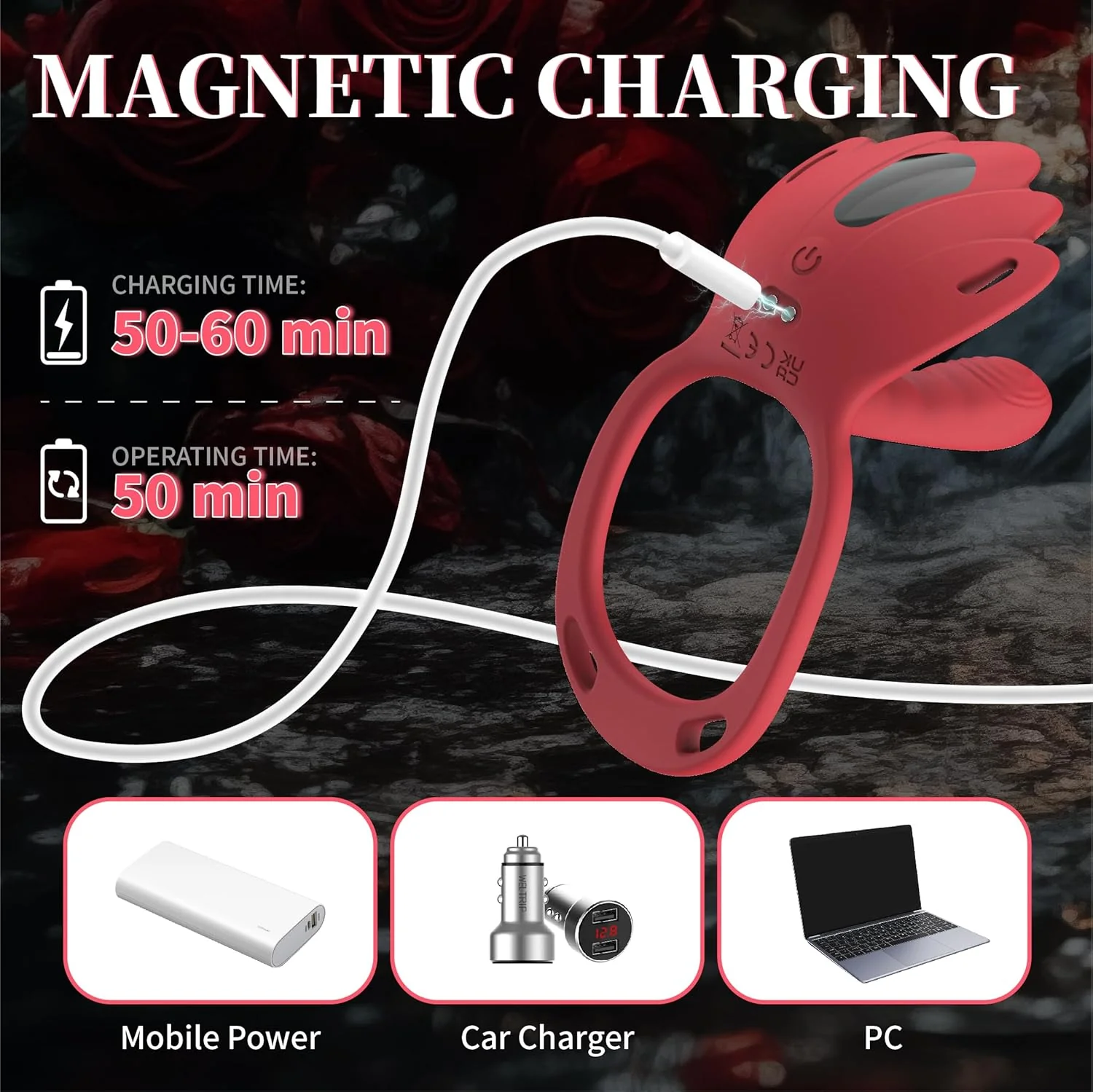 RougeFlex Wearable Cock Ring Clit Stimulator App 9 Modes - Image 7
