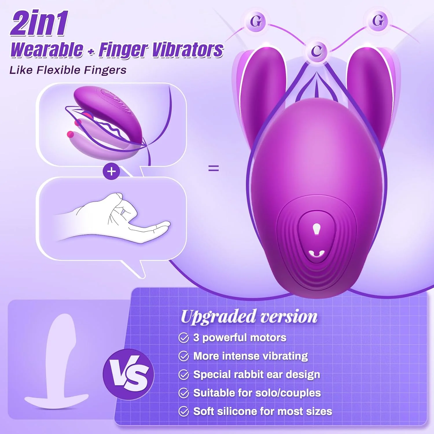 DualPulse Double-Ended Wearable Vibrator 3 Motors - Image 4