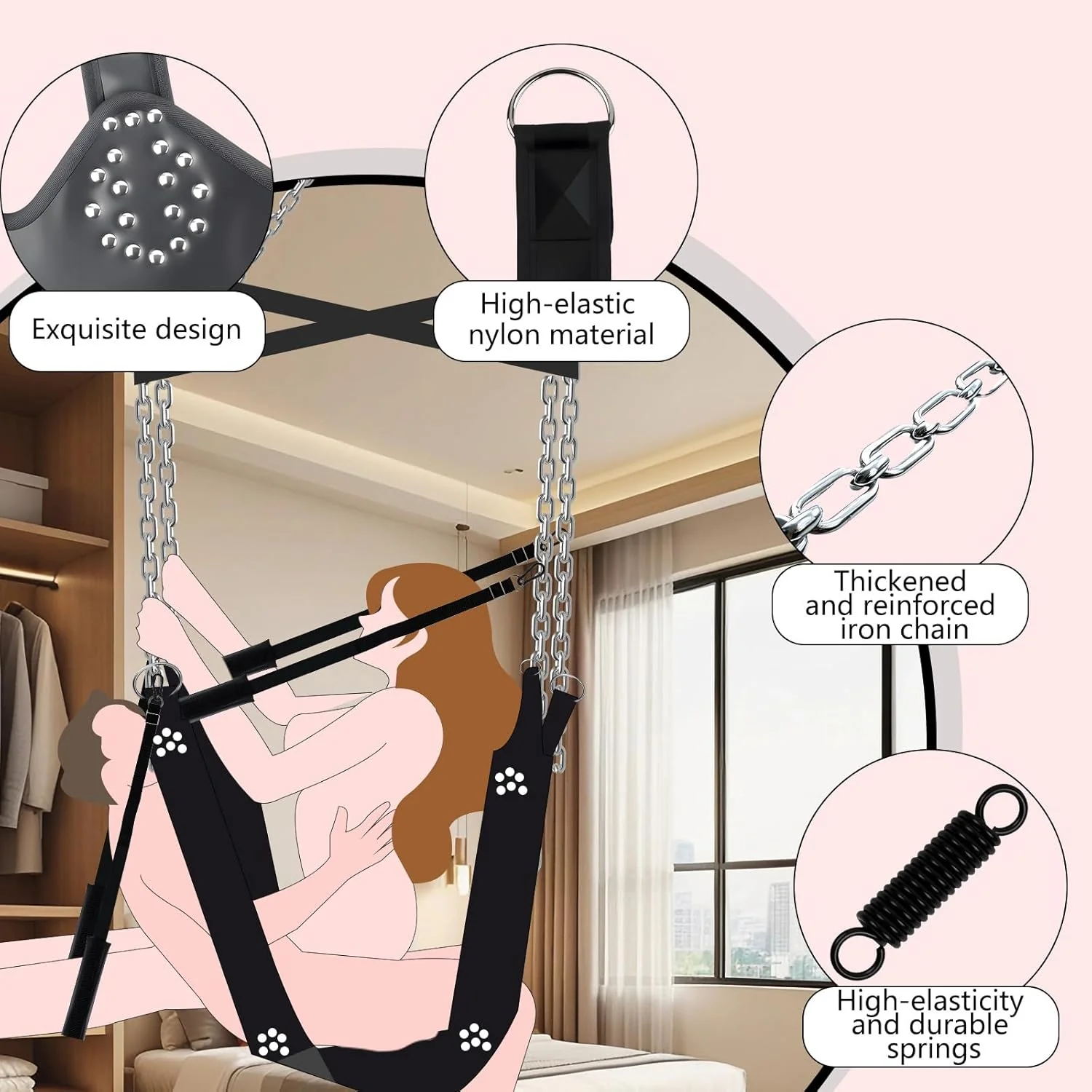FloatEase Premium Heavy-Duty 360° Adjustable Sex Swing 800lb - Image 4