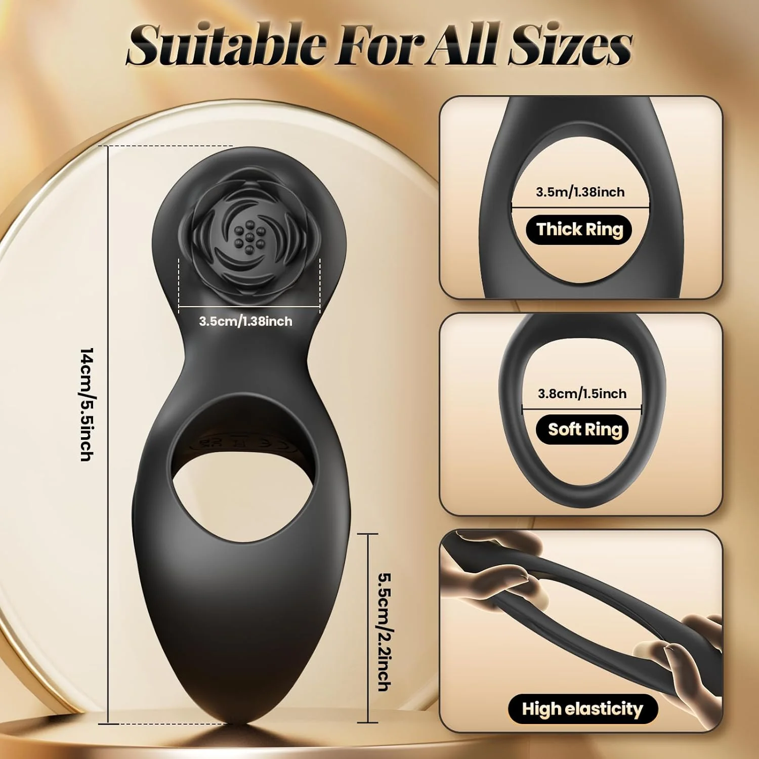 NoirBloom Rose Cock Ring Clit Stimulator Remote 7 Modes - Image 4