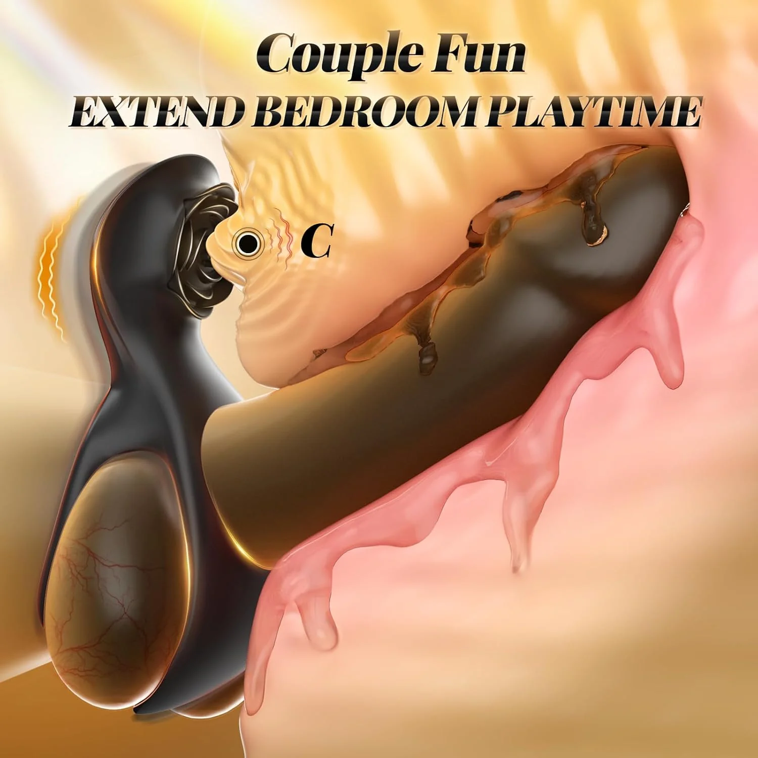 NoirBloom Rose Cock Ring Clit Stimulator Remote 7 Modes - Image 5