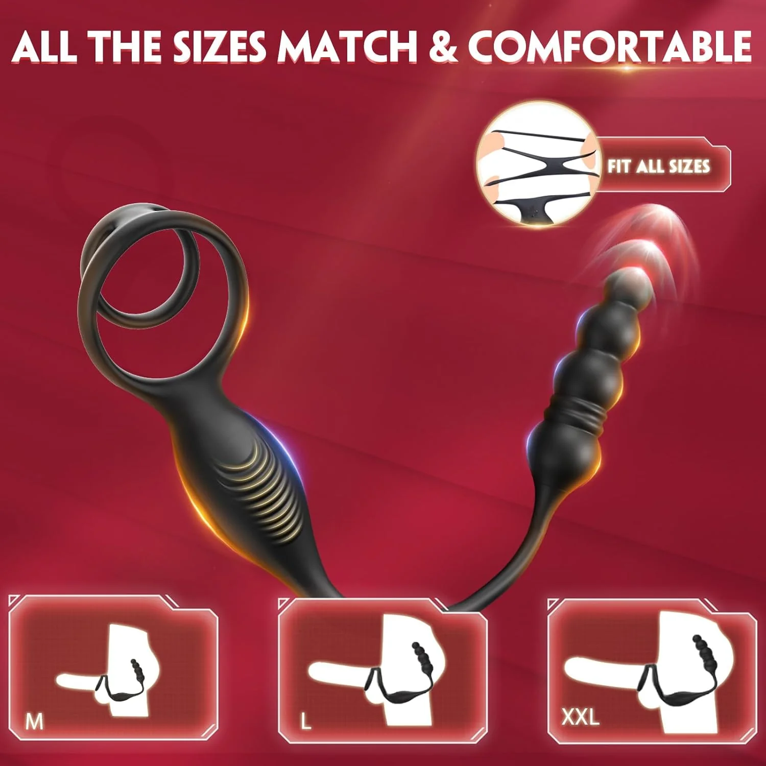 SyncThrustX Prostate Massager Cock Ring 10 Modes Thrusting - Image 3