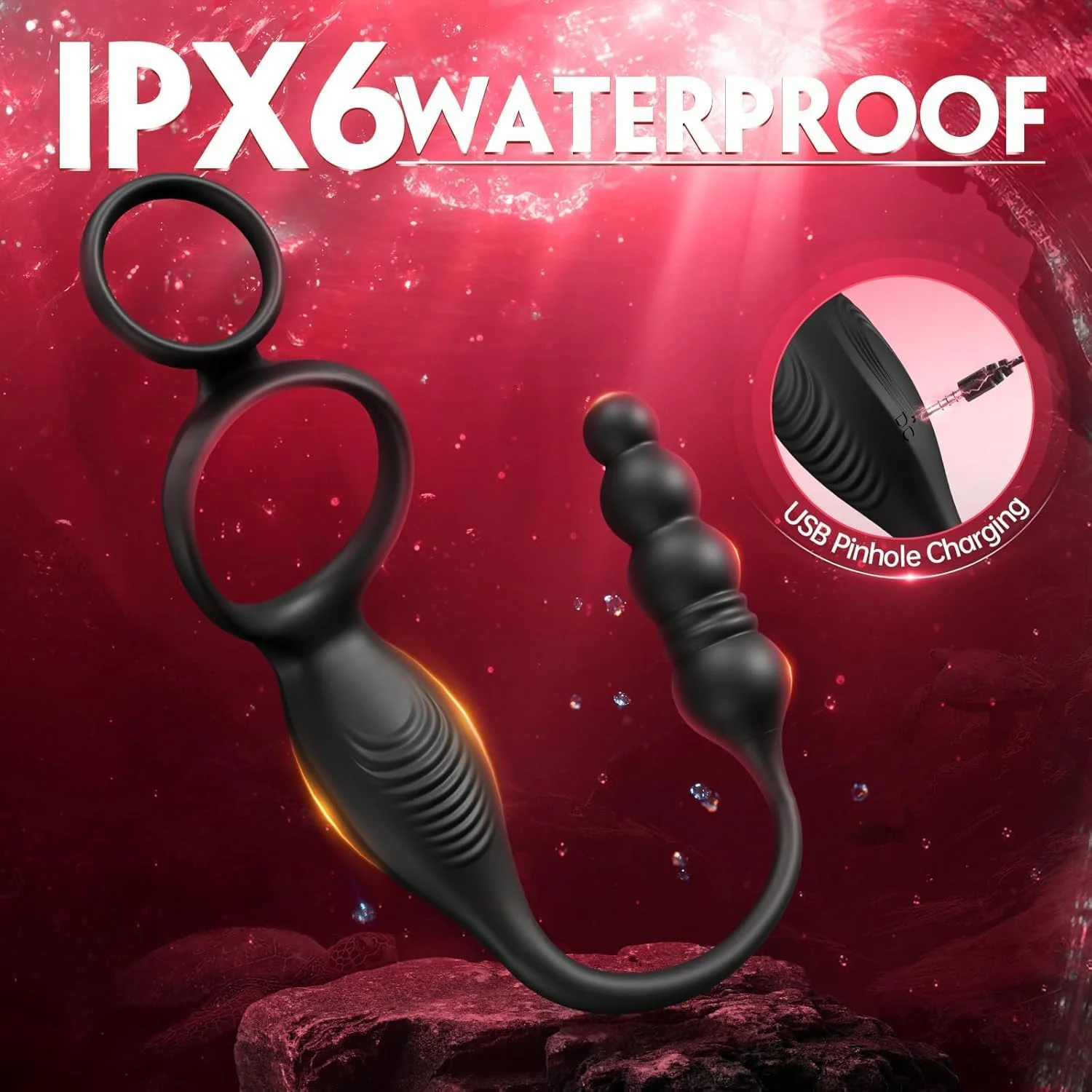 SyncThrustX Prostate Massager Cock Ring 10 Modes Thrusting - Image 7