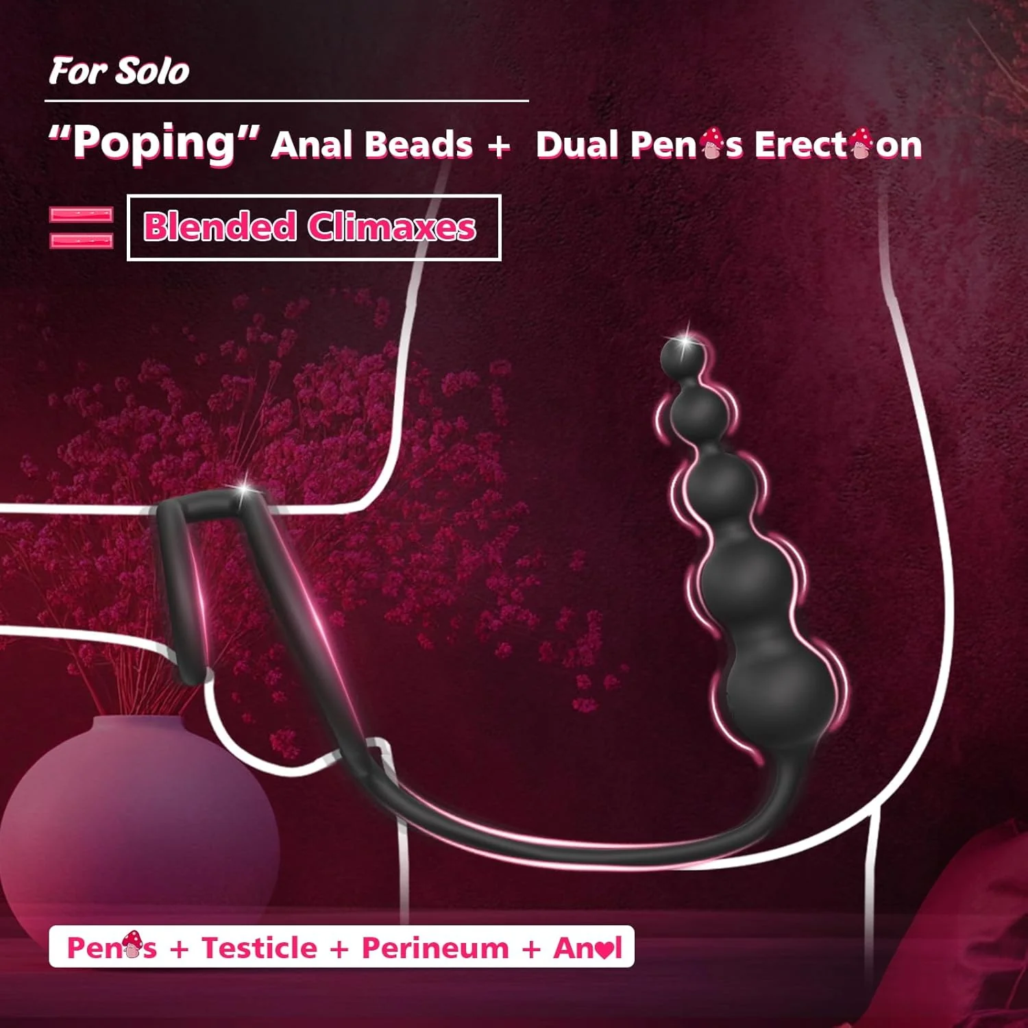 BeadCoreX Prostate Massager Cock Ring Beads App Remote 9 Modes - Image 2
