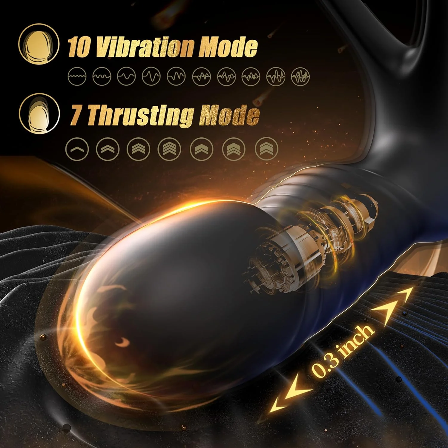 HeatCore Heating Prostate Massager Cock Ring 9 Modes Remote - Image 2