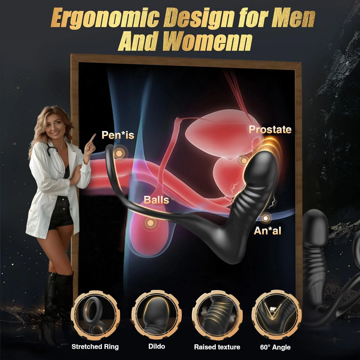 HeatCore Heating Prostate Massager Cock Ring 9 Modes Remote - Image 4