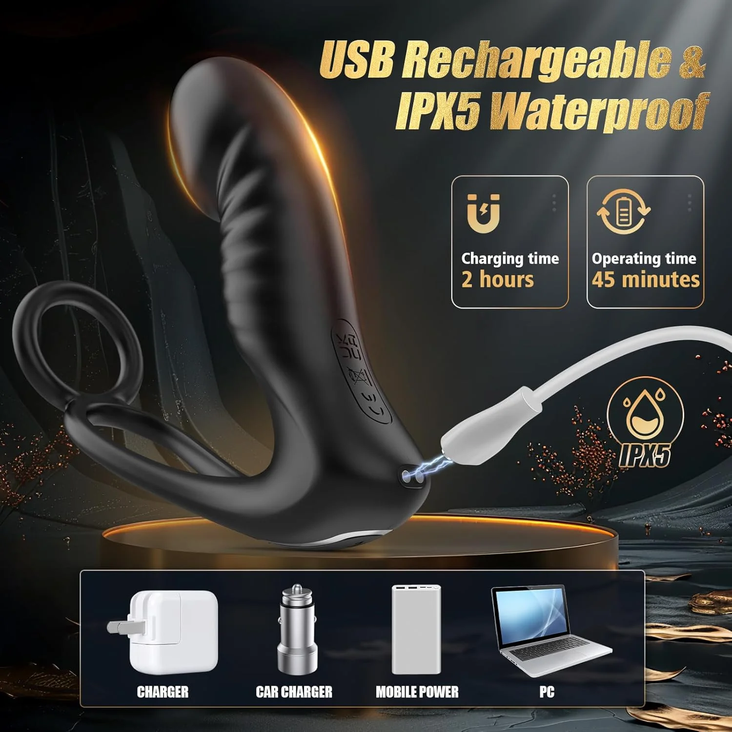 HeatCore Heating Prostate Massager Cock Ring 9 Modes Remote - Image 5