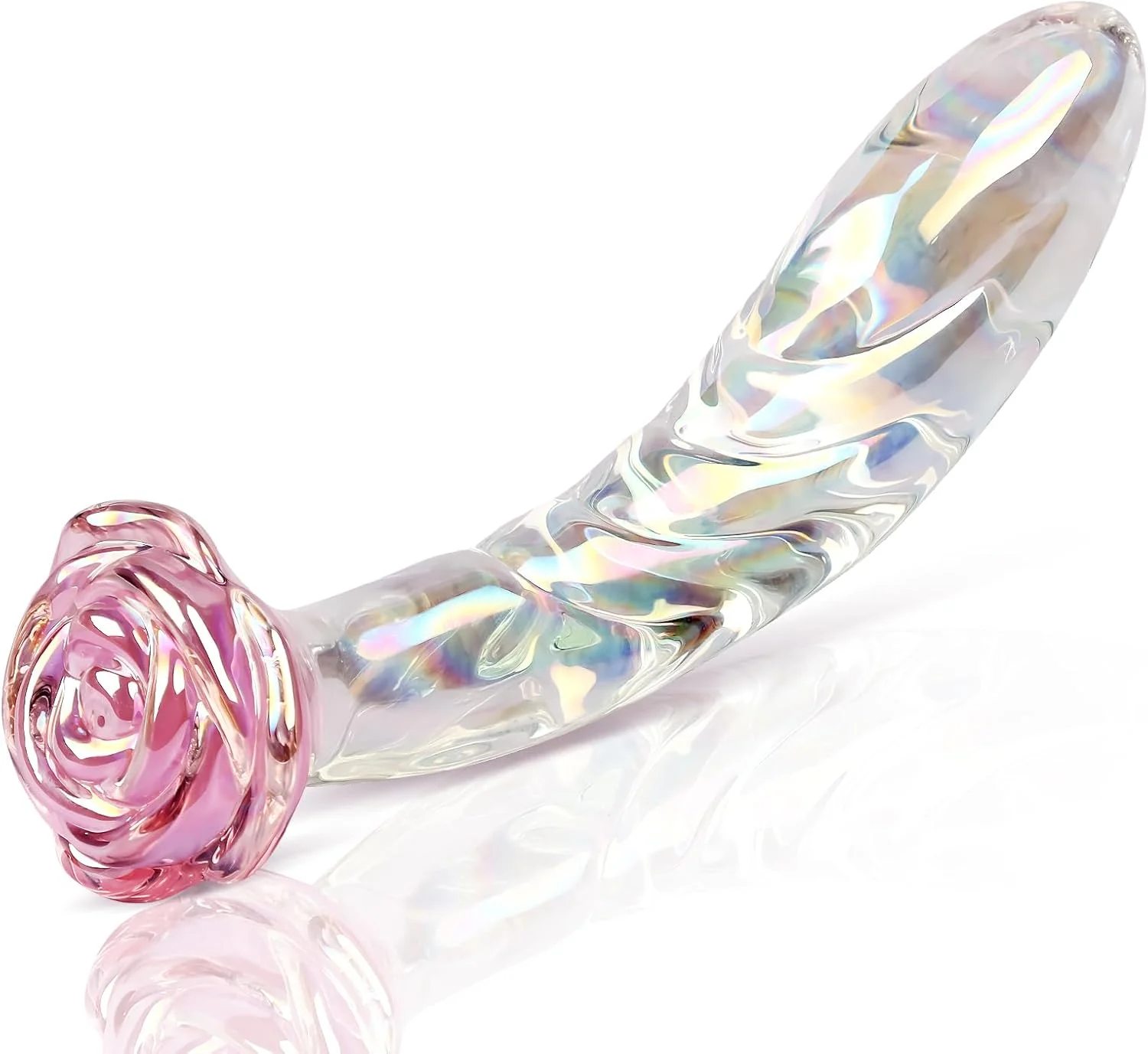 RoseGlass 7.2â Glass Dildo Rainbow G-Spot Anal Plug