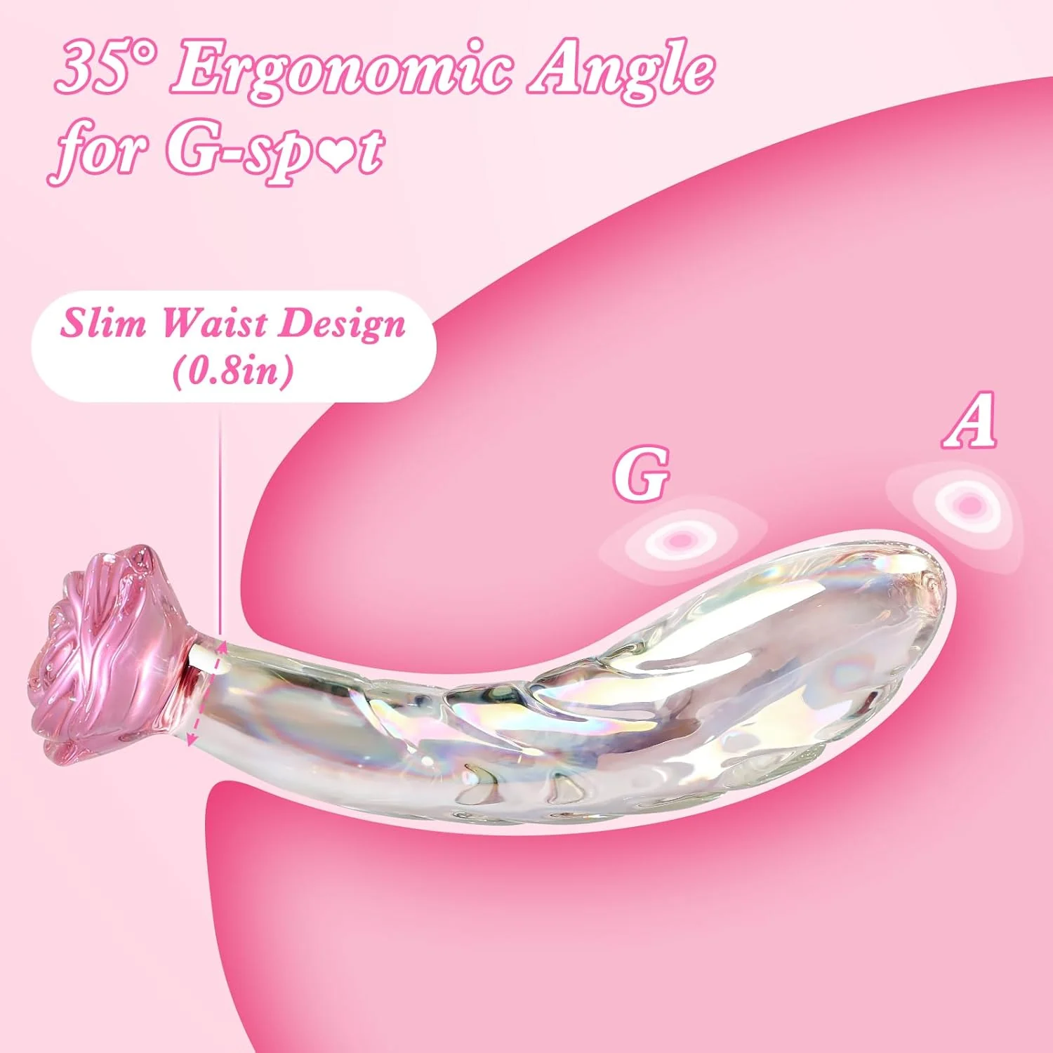 RoseGlass 7.2â Glass Dildo Rainbow G-Spot Anal Plug - Image 2