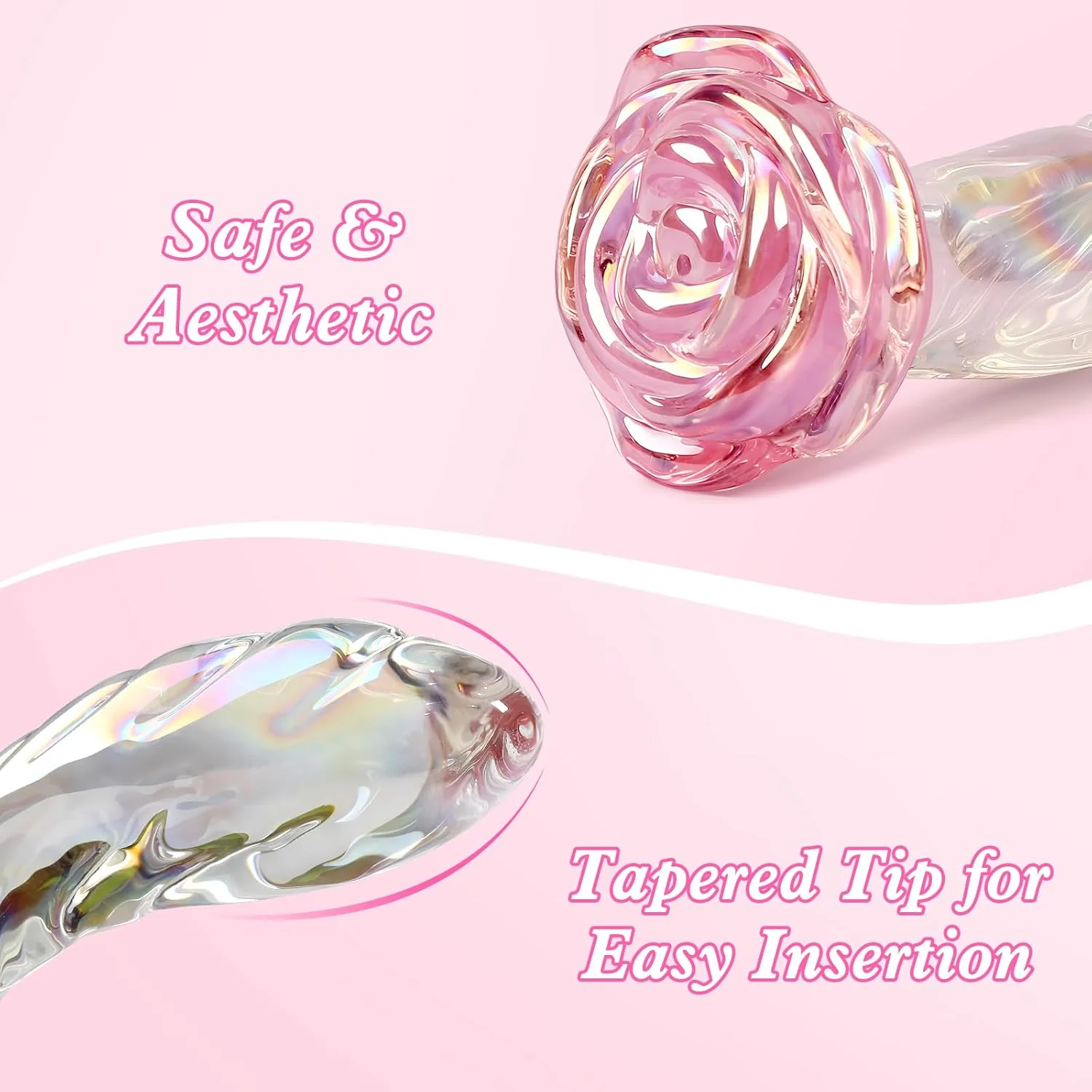 RoseGlass 7.2â Glass Dildo Rainbow G-Spot Anal Plug - Image 4
