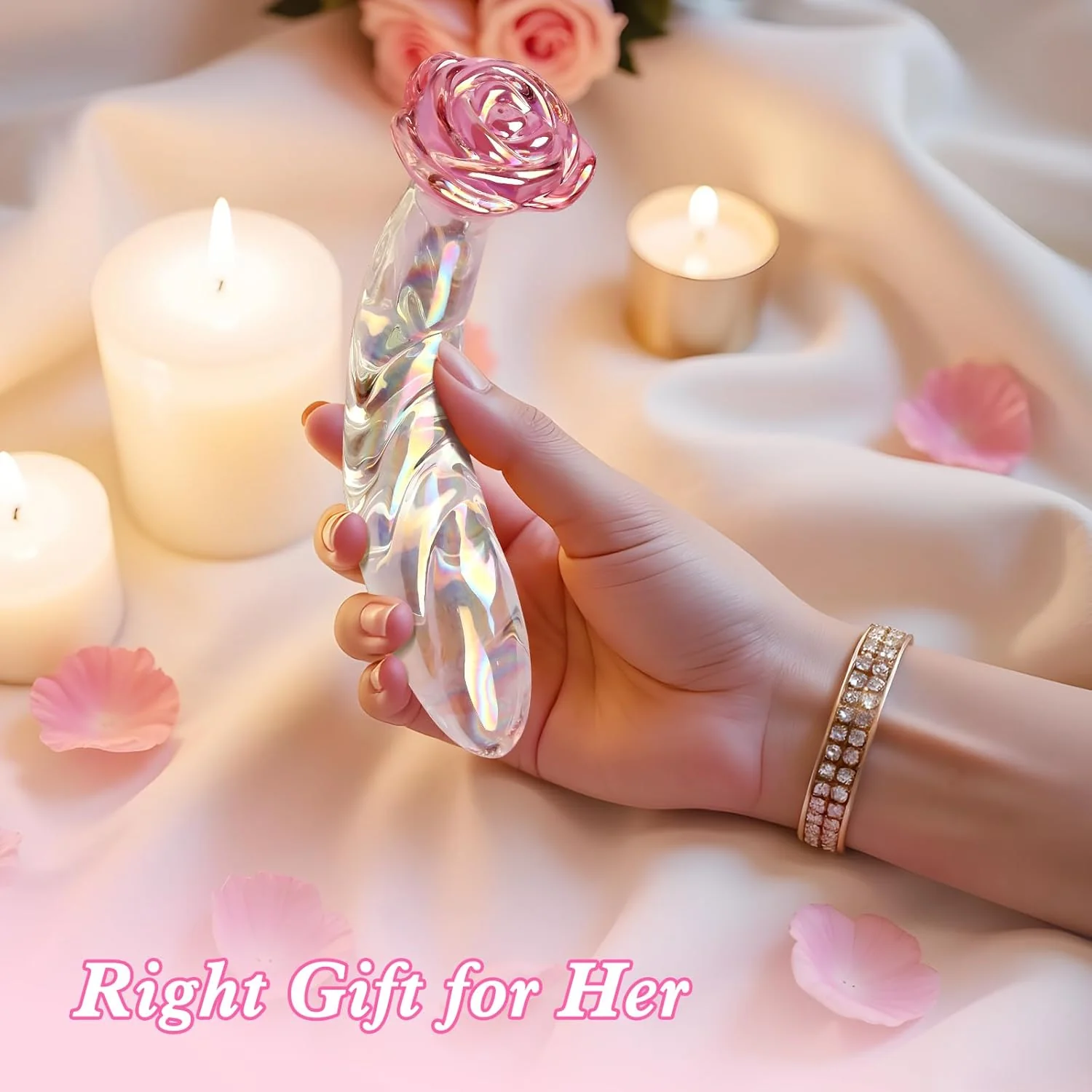 RoseGlass 7.2â Glass Dildo Rainbow G-Spot Anal Plug - Image 5