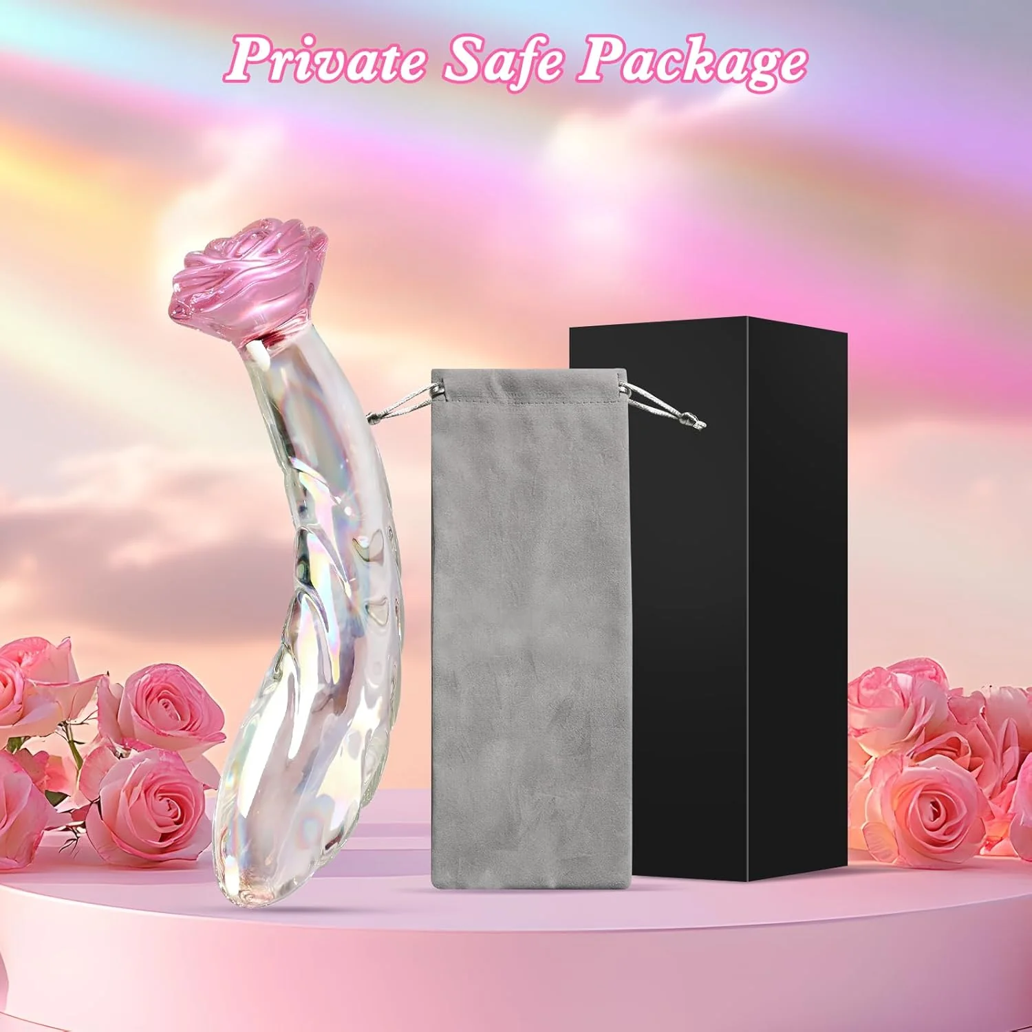 RoseGlass 7.2â Glass Dildo Rainbow G-Spot Anal Plug - Image 8