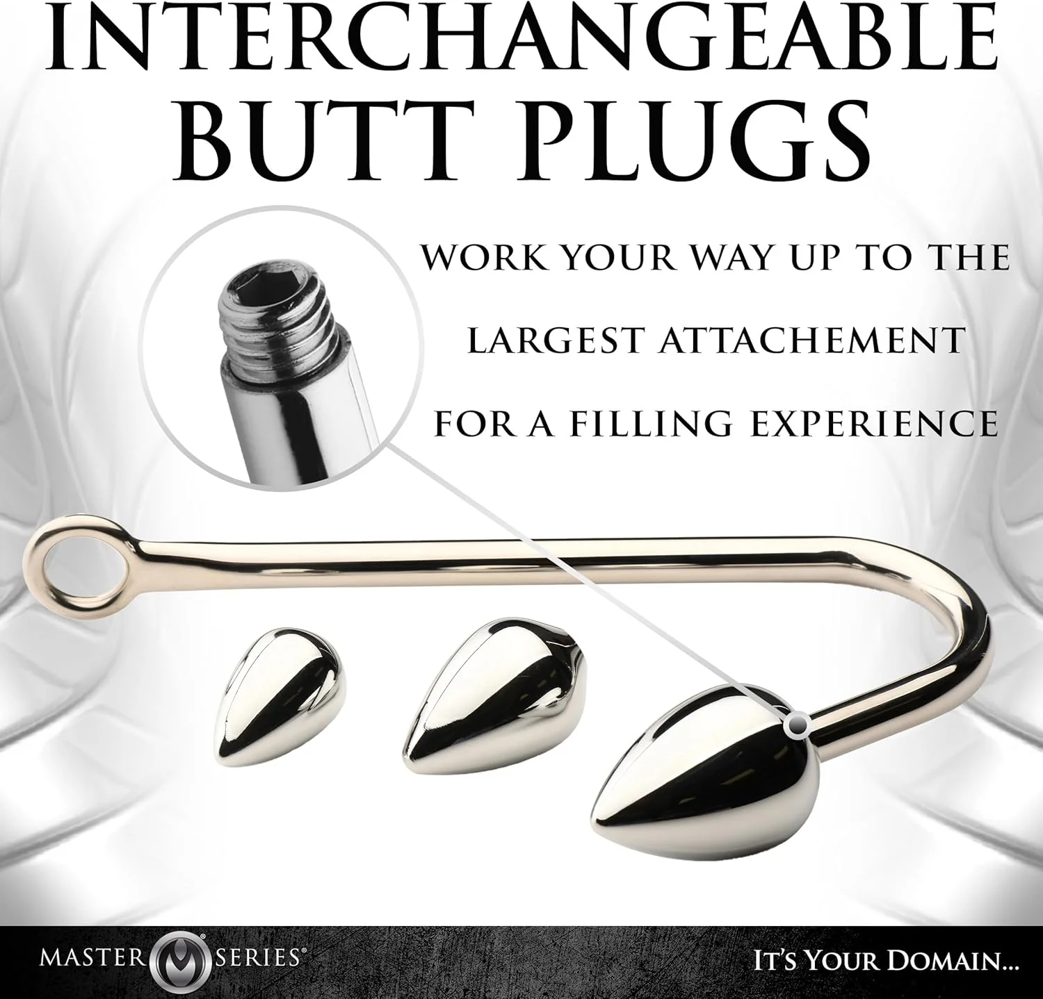 TriSteel Stainless Steel Anal Hook 3 Plug Set - Image 5