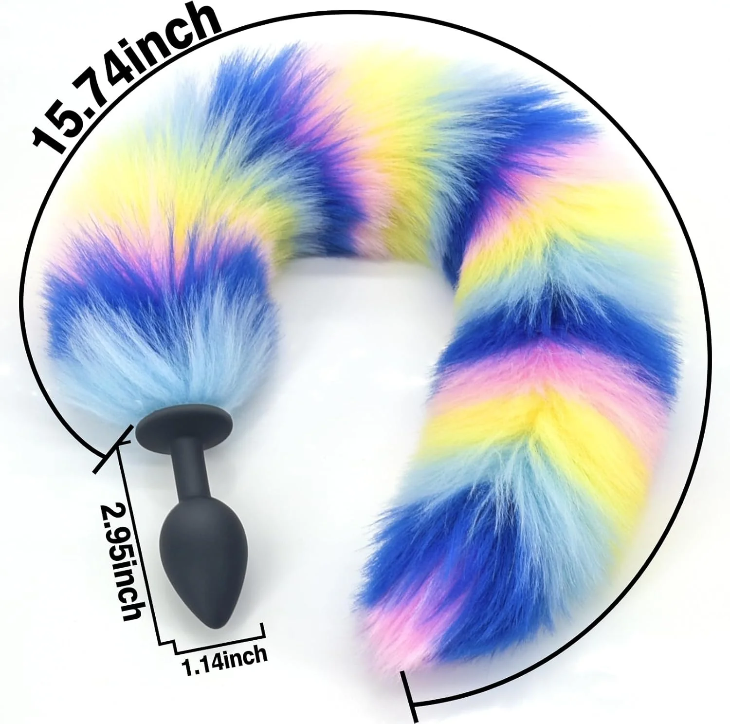 CandyFox Black Silicone Fox Tail Plug Colorful 15.7" - Image 2