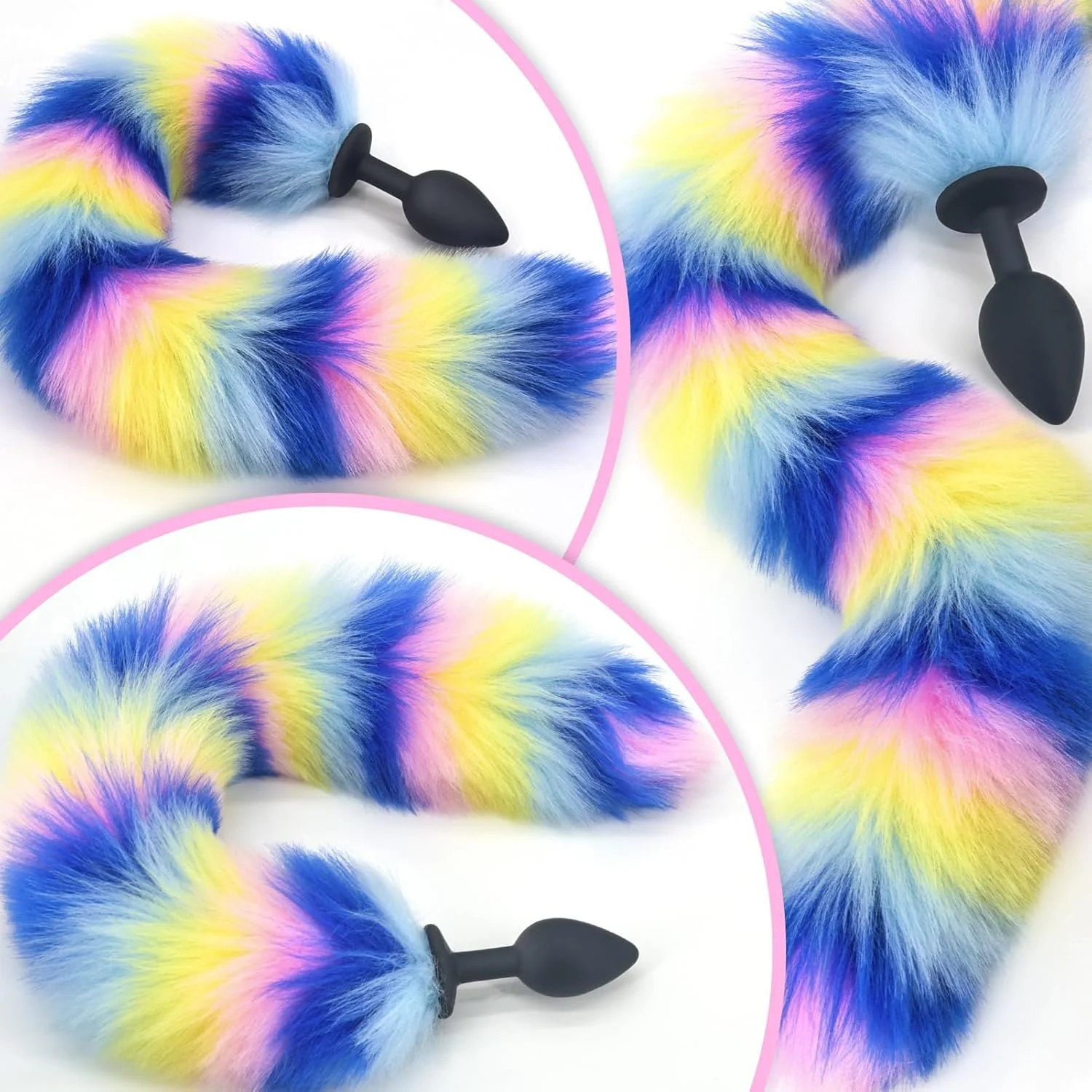CandyFox Black Silicone Fox Tail Plug Colorful 15.7" - Image 4