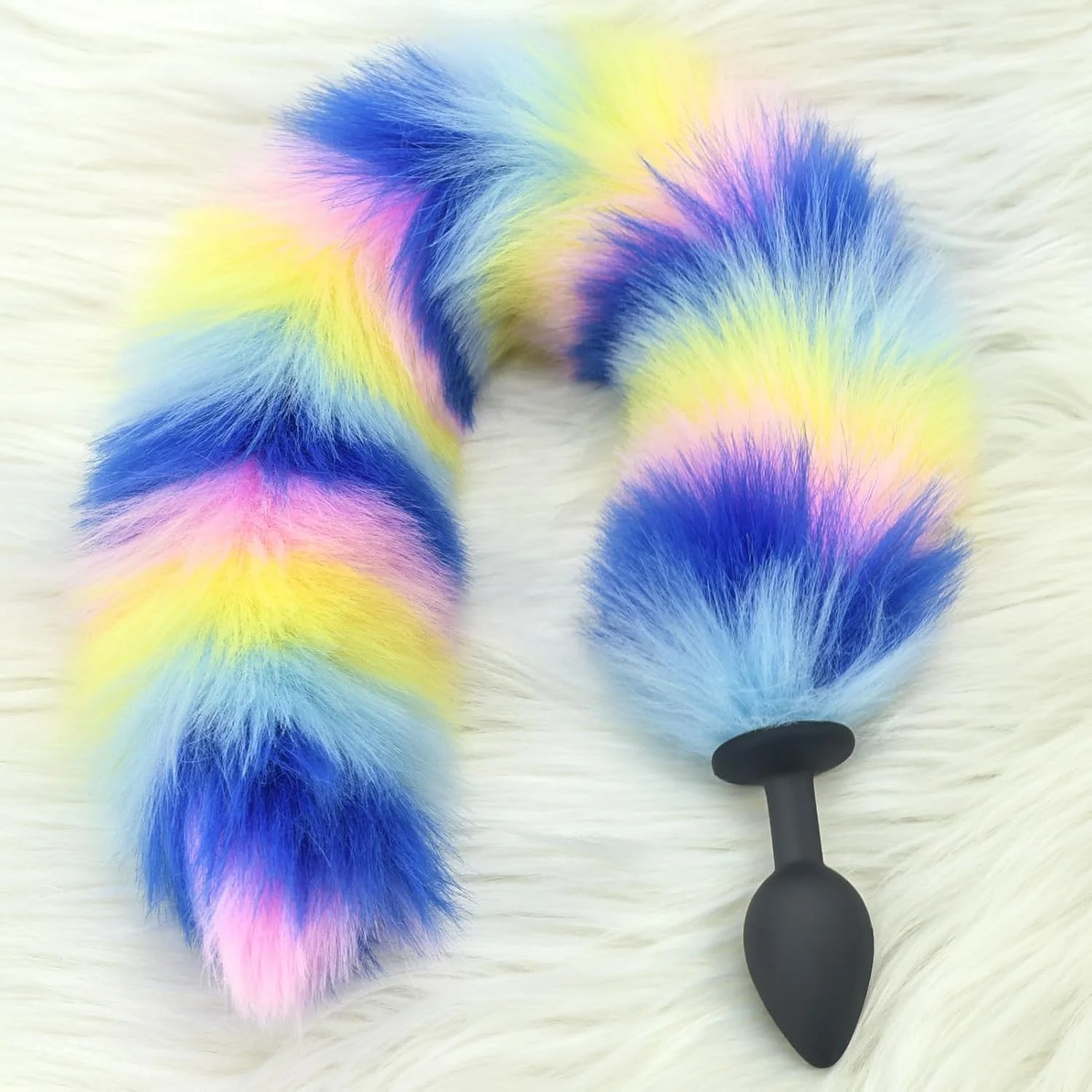 CandyFox Black Silicone Fox Tail Plug Colorful 15.7" - Image 9
