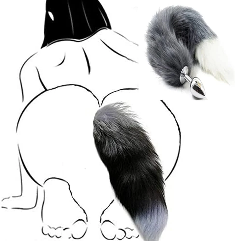 SilverFrost Small Steel Tail Butt Plug Gray White - Image 7