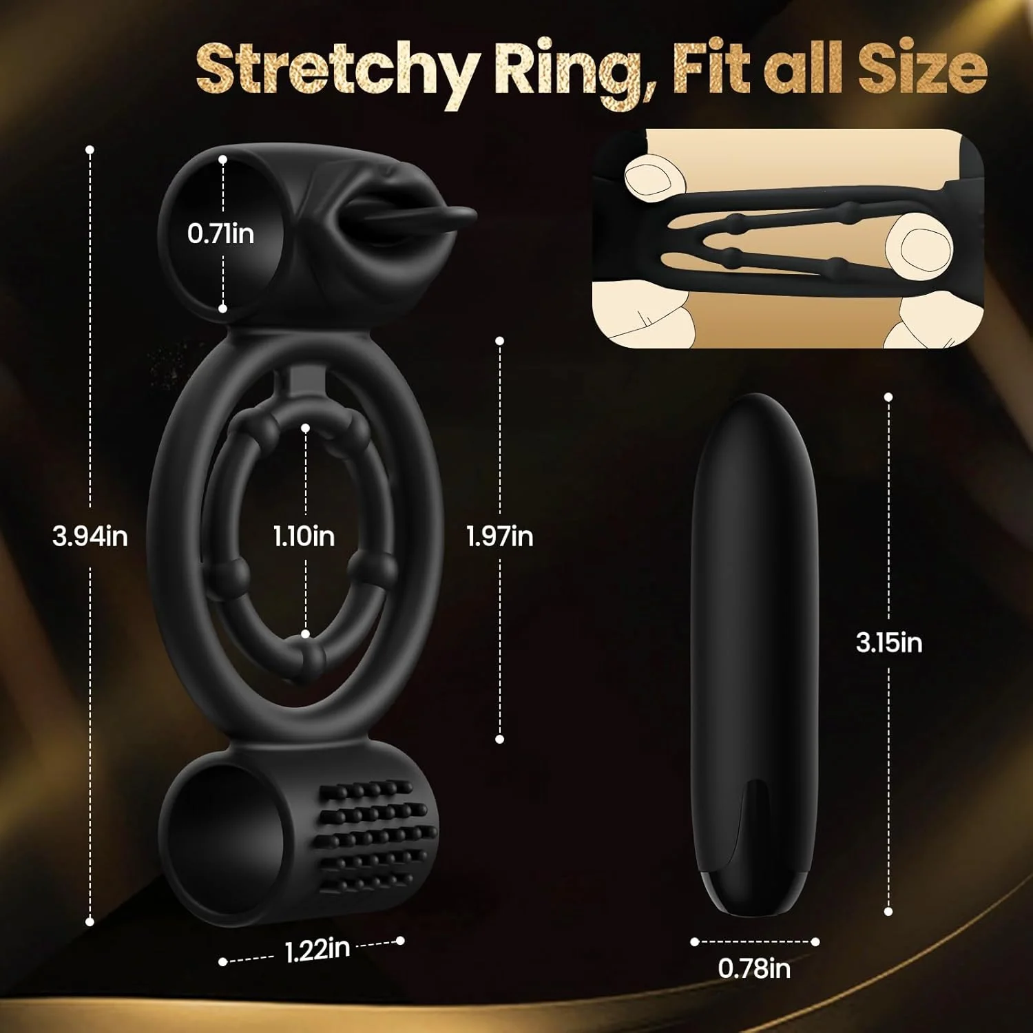 ApexBullet Dual Bullet Vibrator Penis Ring - Image 2