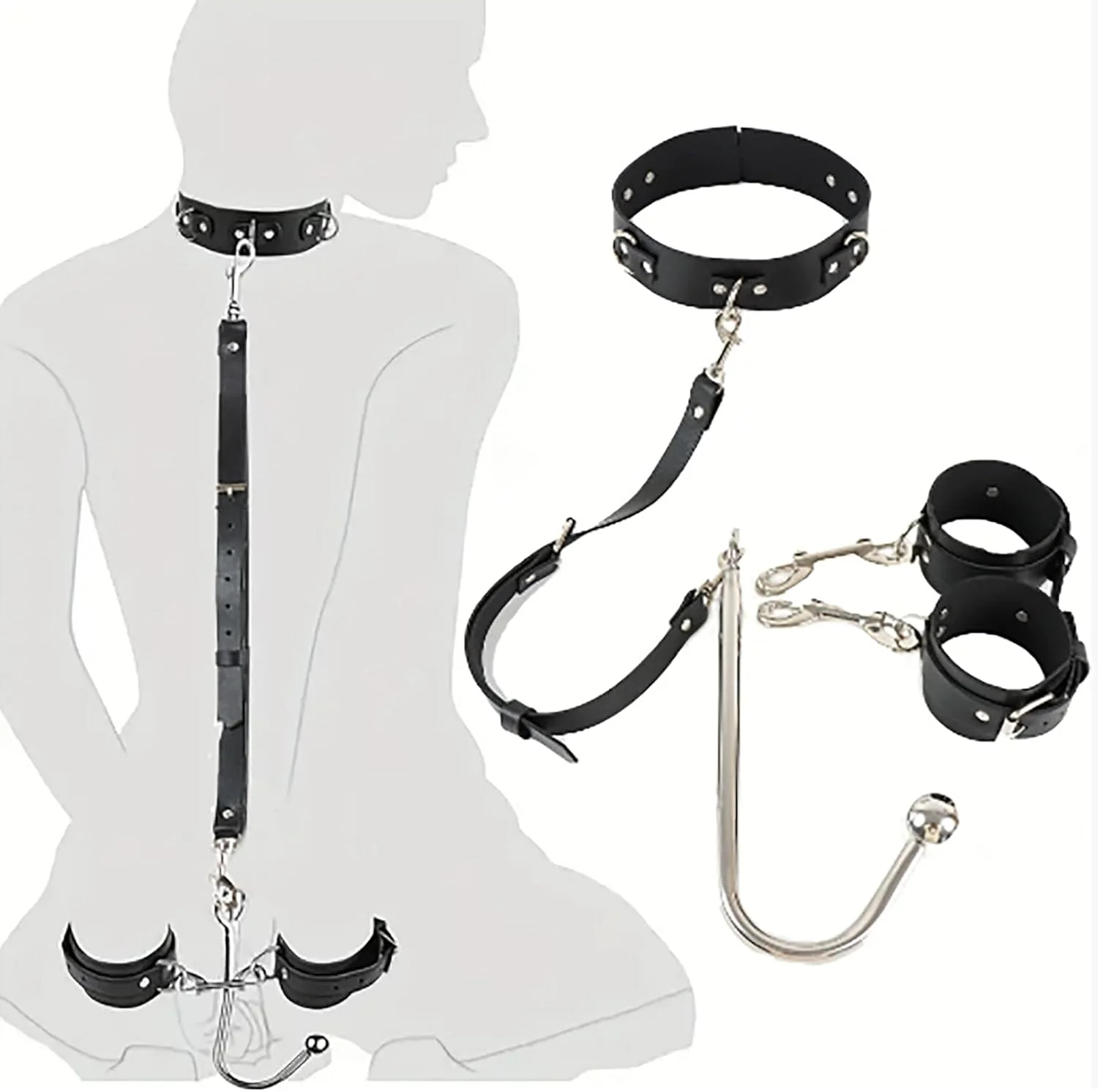 DominusHook Anal Hook BDSM Restraint Kit Collar Cuffs - Image 3