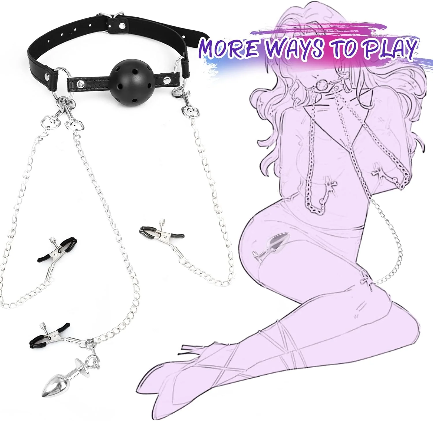 NobleBond BDSM Nipple Clamps Gag Set - Image 3