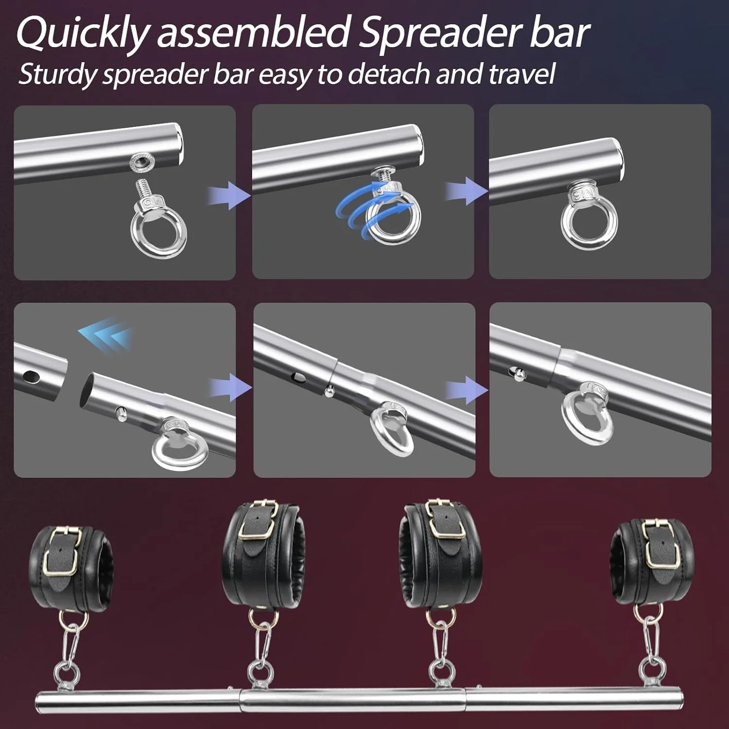 SteelEase Stainless Steel Spreader Bar BDSM Kit - Image 4