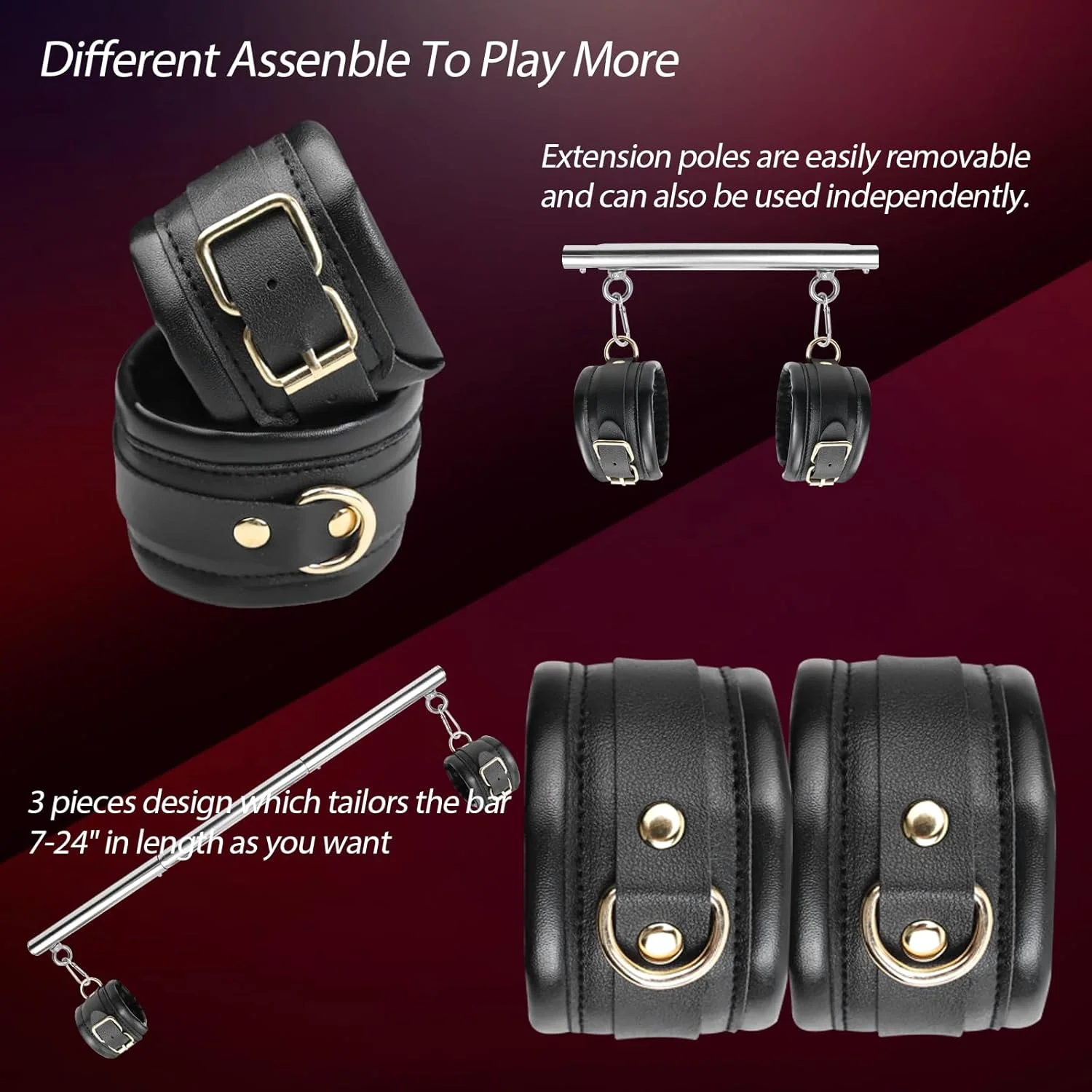 SteelEase Stainless Steel Spreader Bar BDSM Kit - Image 5