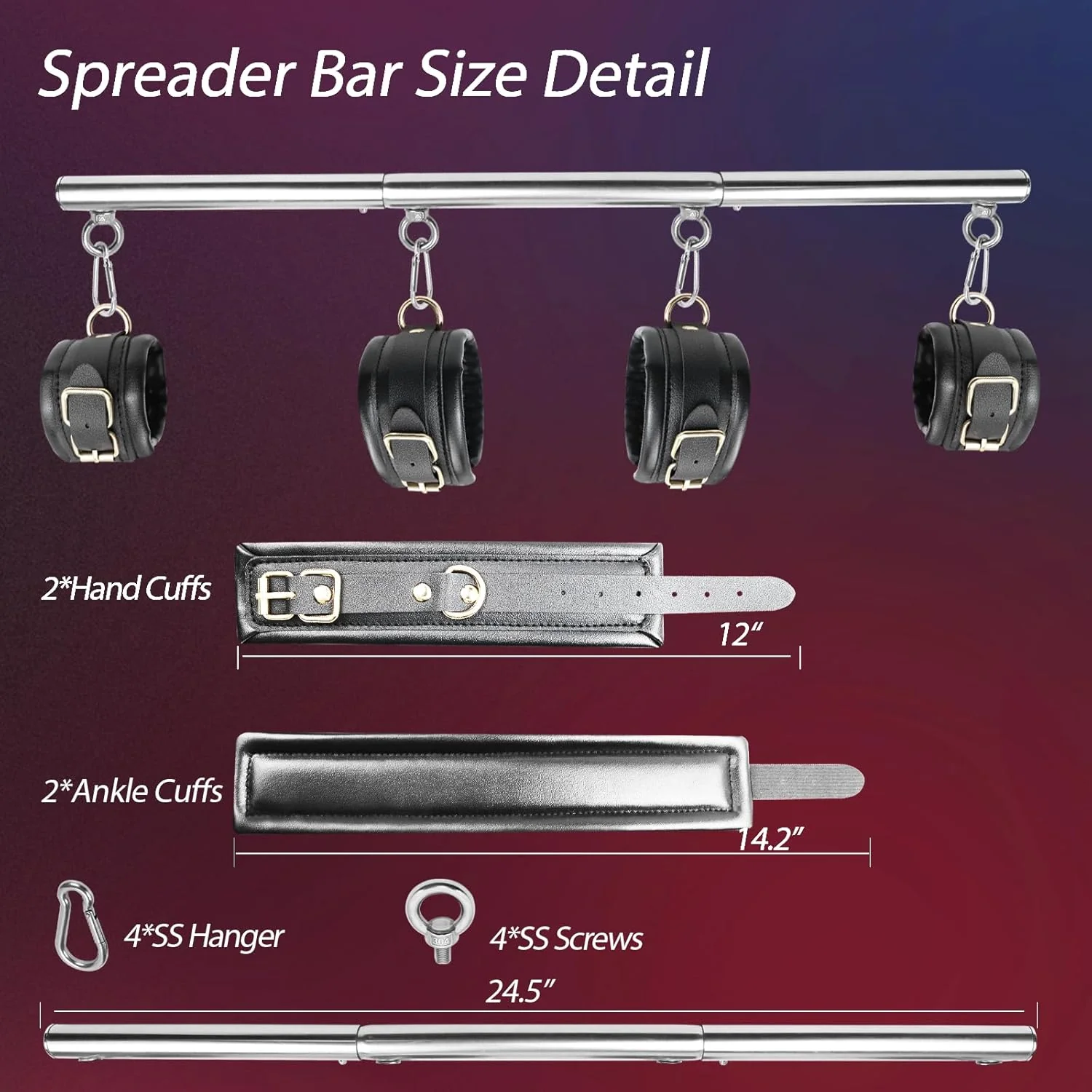 SteelEase Stainless Steel Spreader Bar BDSM Kit - Image 6