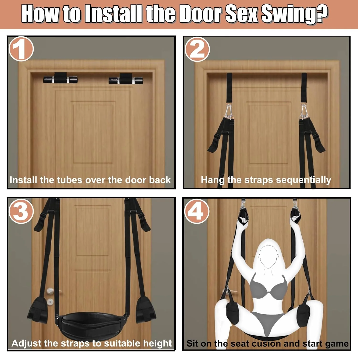AcryluX Door Sex Swing with PU Cushion 300lb - Image 6