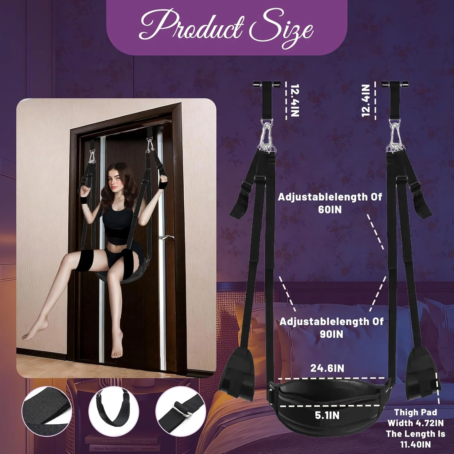 AetherLift Adjustable Door Sex Swing with Restraints - Image 3