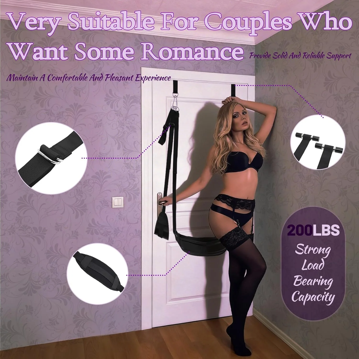 AetherLift Adjustable Door Sex Swing with Restraints - Image 4