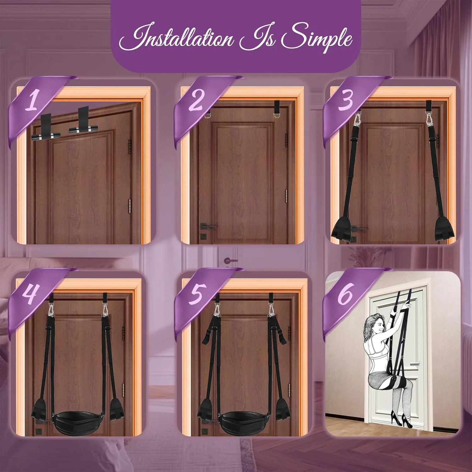 AetherLift Adjustable Door Sex Swing with Restraints - Image 7