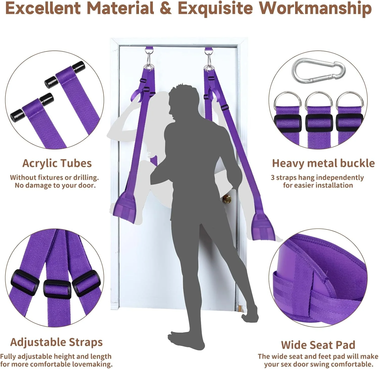 VelouraX Door Sex Swing with Seat & Restraints (Purple) - Image 2