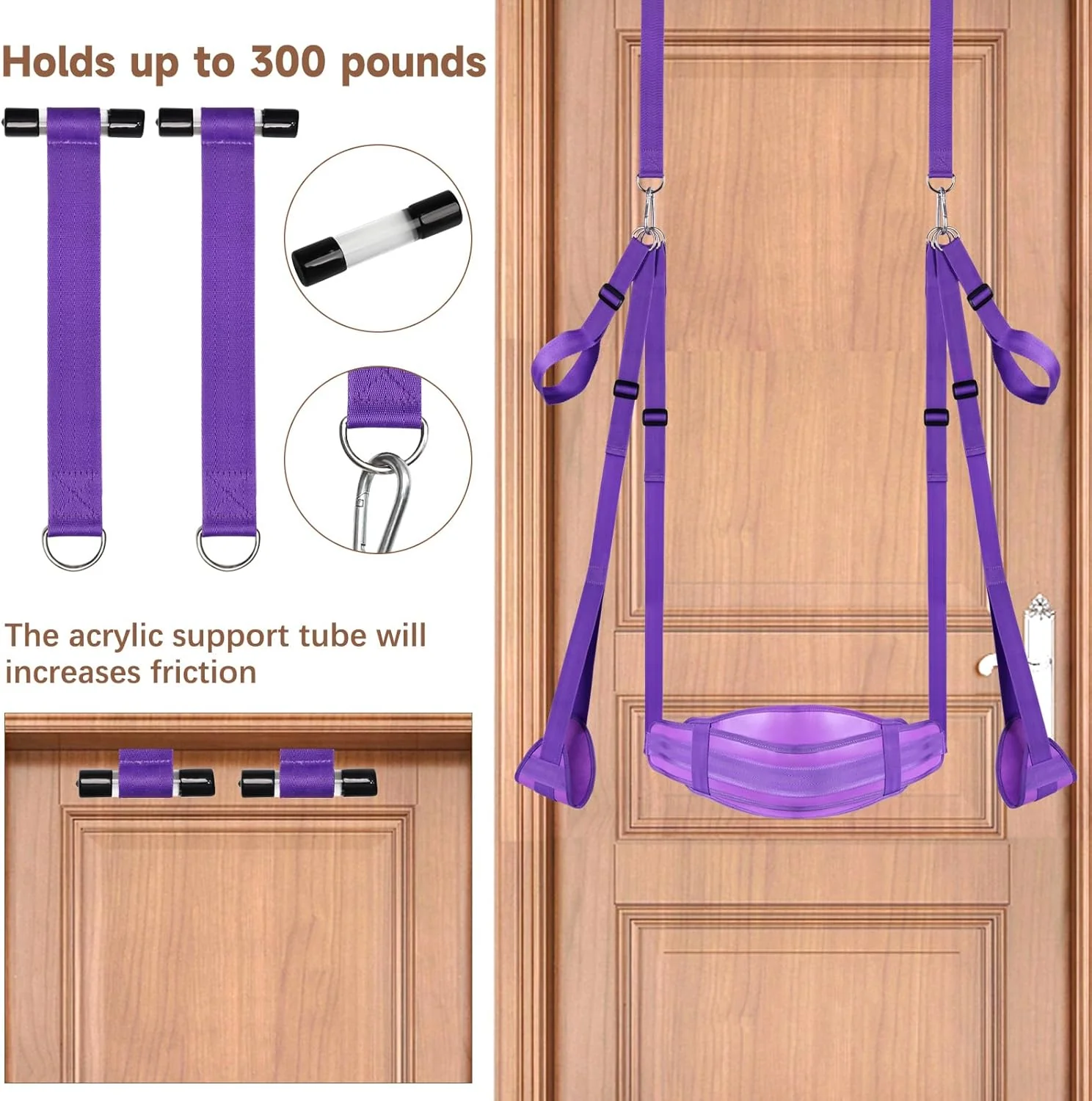VelouraX Door Sex Swing with Seat & Restraints (Purple) - Image 4