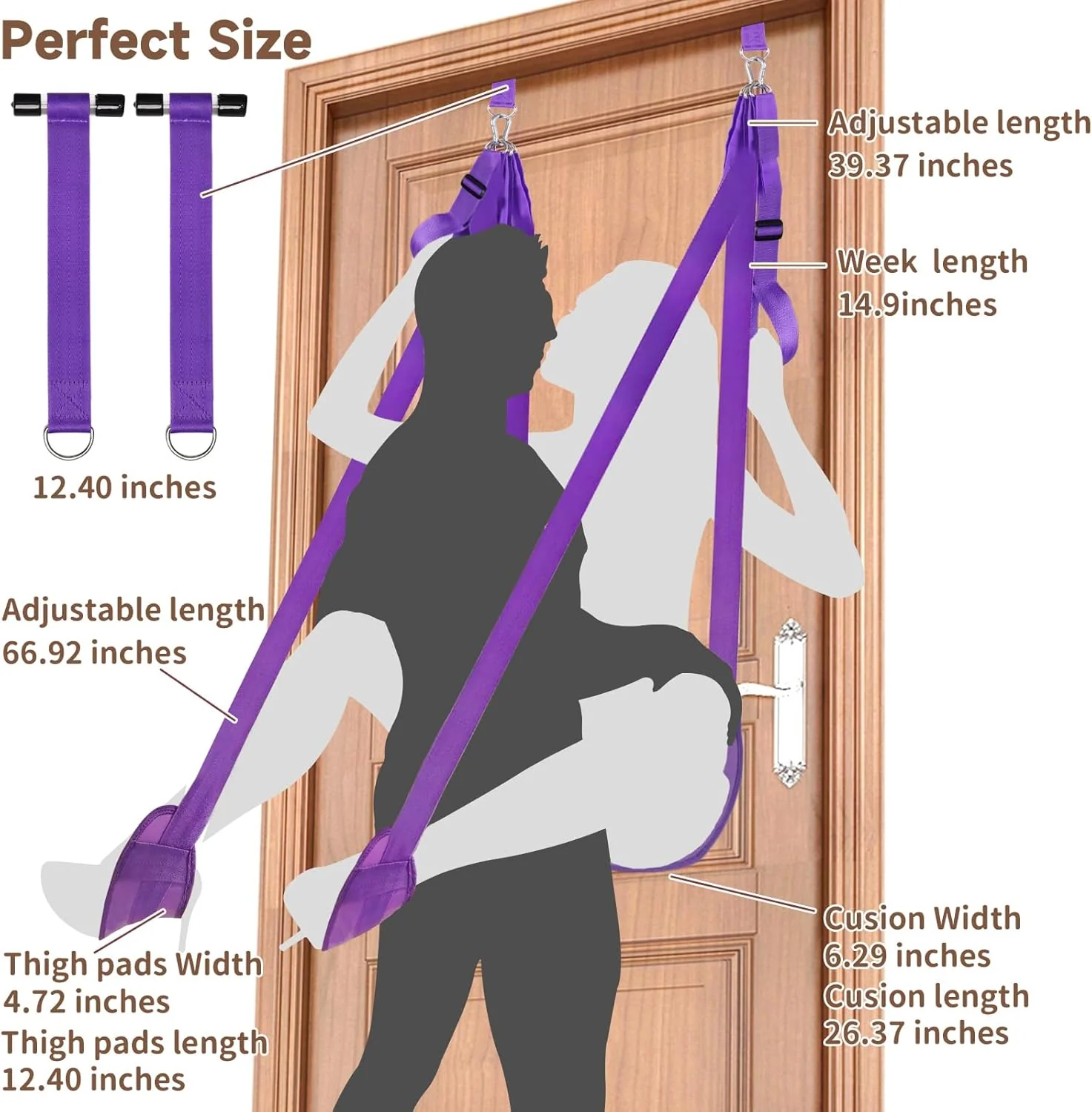 VelouraX Door Sex Swing with Seat & Restraints (Purple) - Image 5