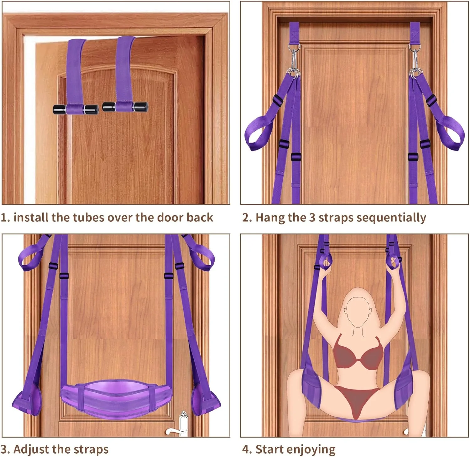VelouraX Door Sex Swing with Seat & Restraints (Purple) - Image 6
