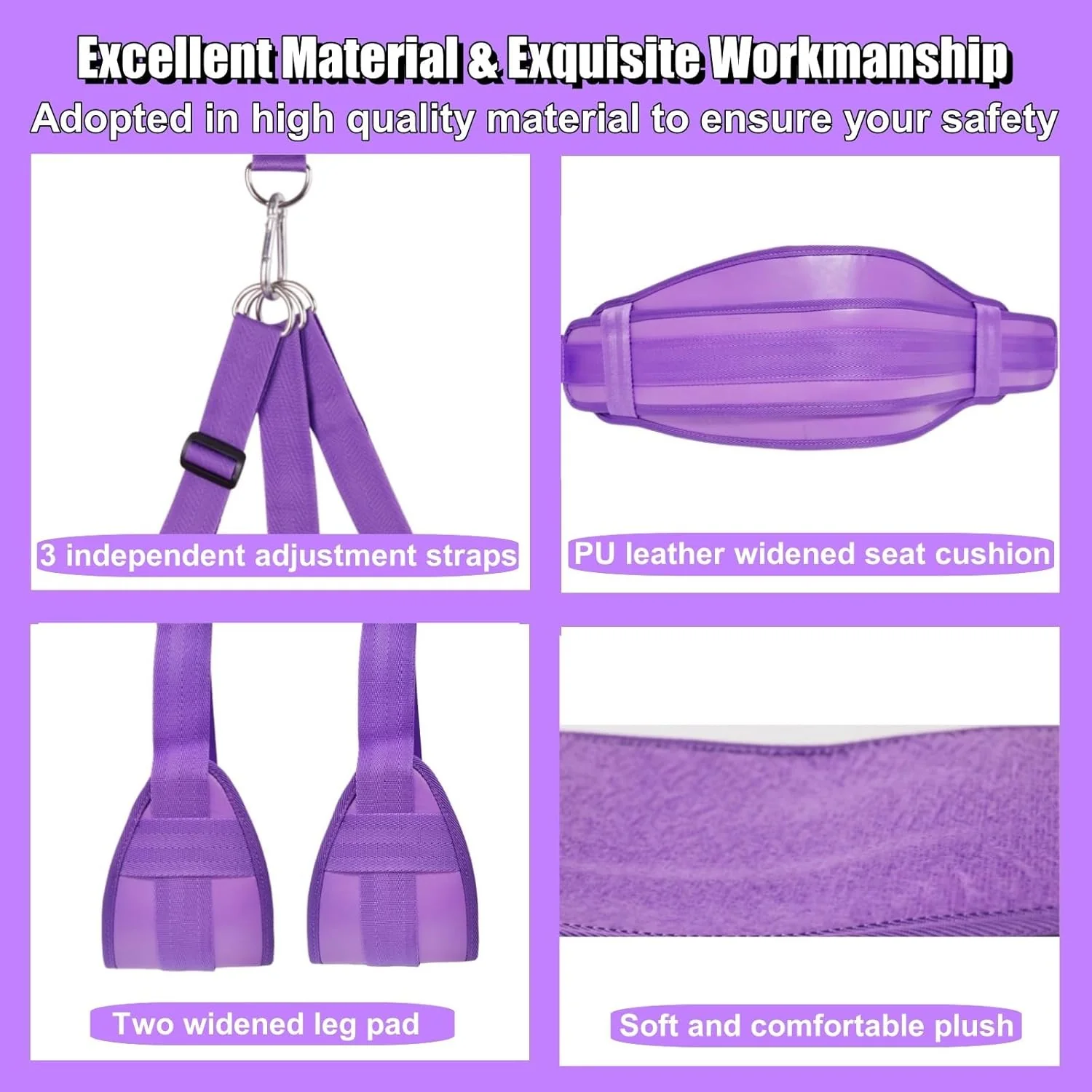VelouraX Door Sex Swing with Seat & Restraints (Purple) - Image 8