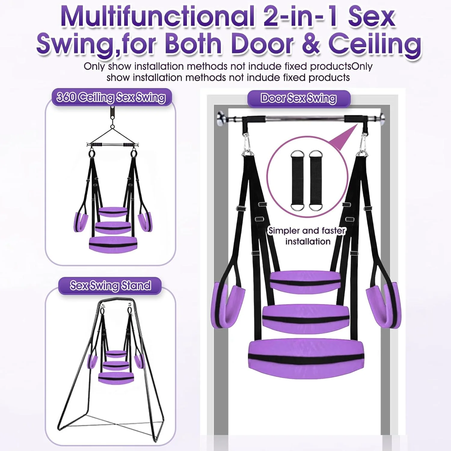 VioletBond Purple BDSM Sex Swing Adjustable - Image 2