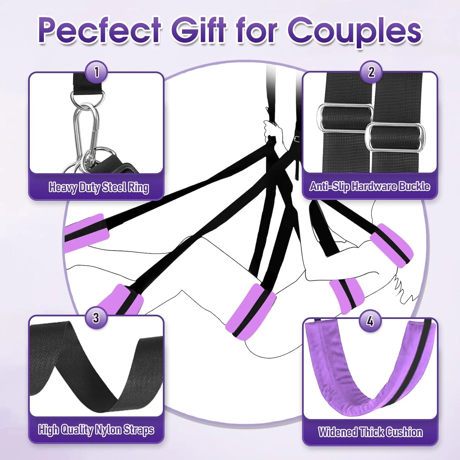 VioletBond Purple BDSM Sex Swing Adjustable - Image 3
