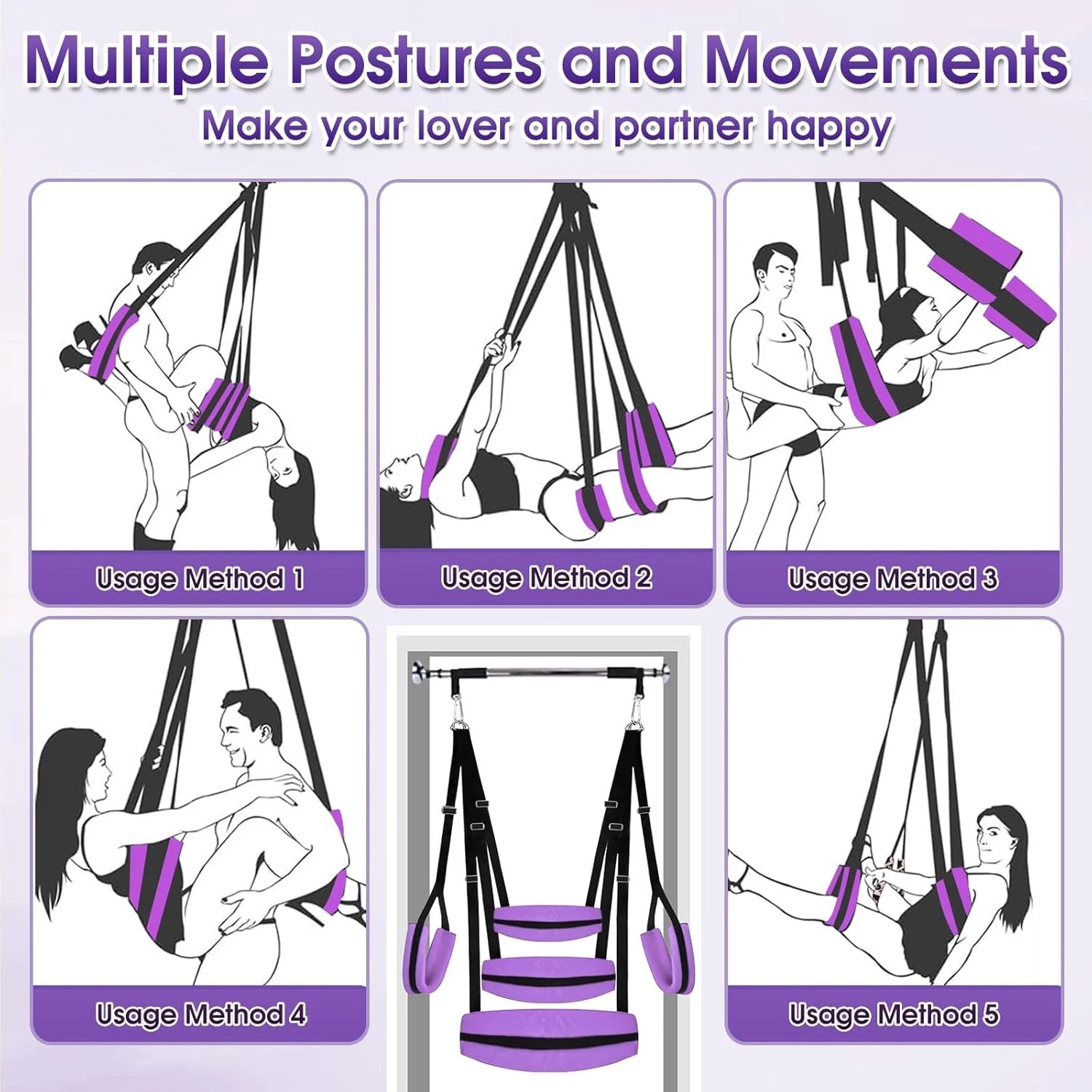 VioletBond Purple BDSM Sex Swing Adjustable - Image 4