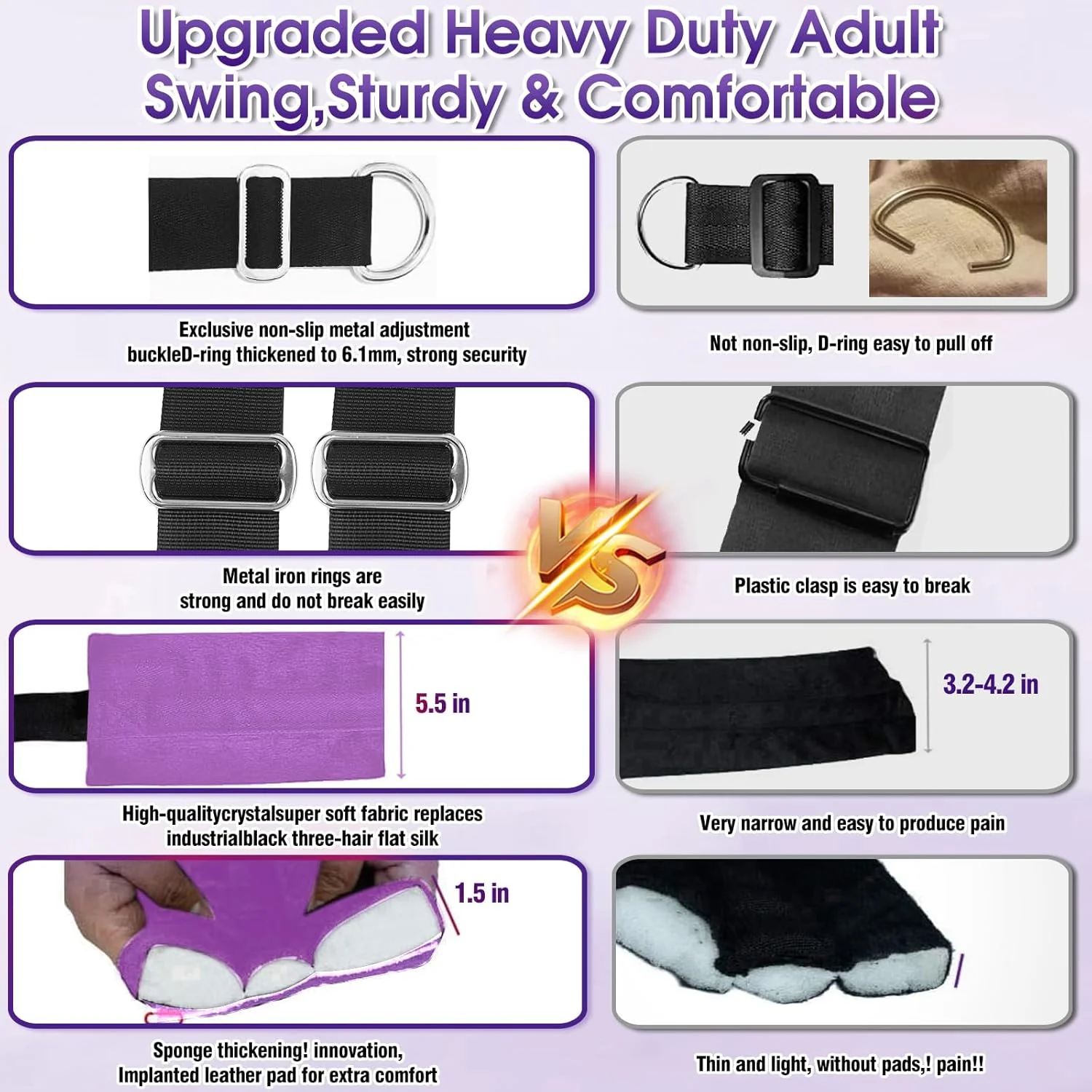 VioletBond Purple BDSM Sex Swing Adjustable - Image 7