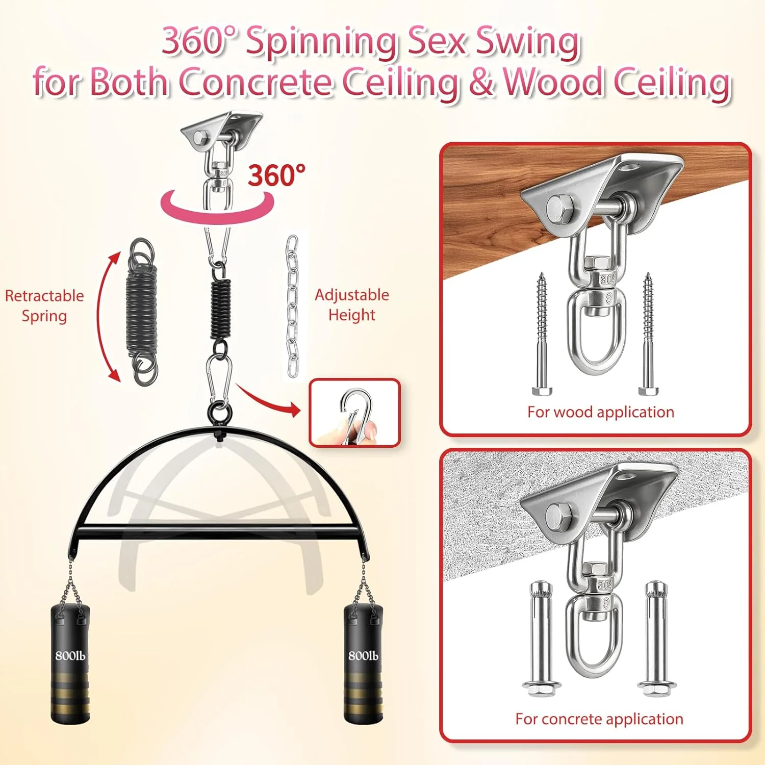 AeroRotate 2-in-1 360° Sex Swing 800lb - Image 4