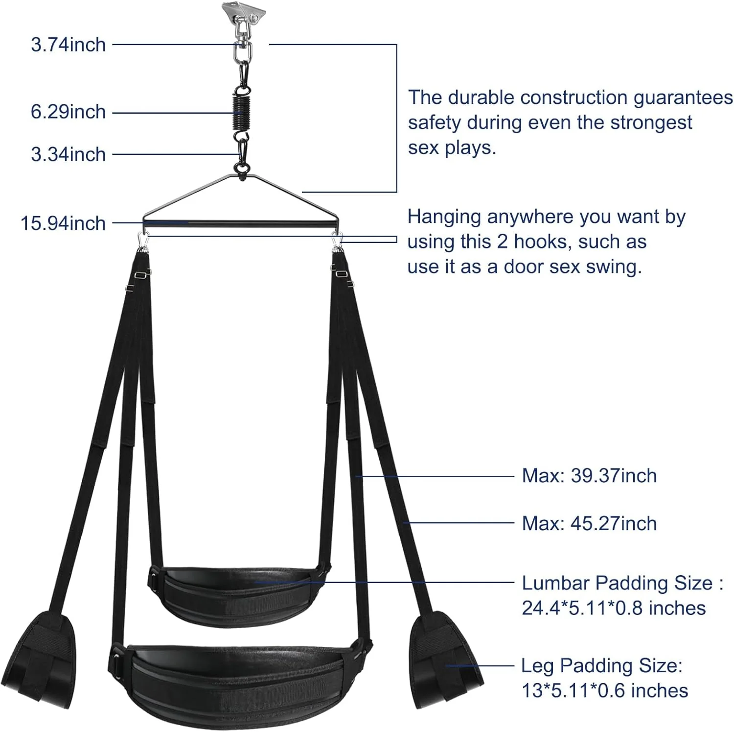 VortiqX 360° Spinning Ceiling Sex Swing 800lb - Image 6