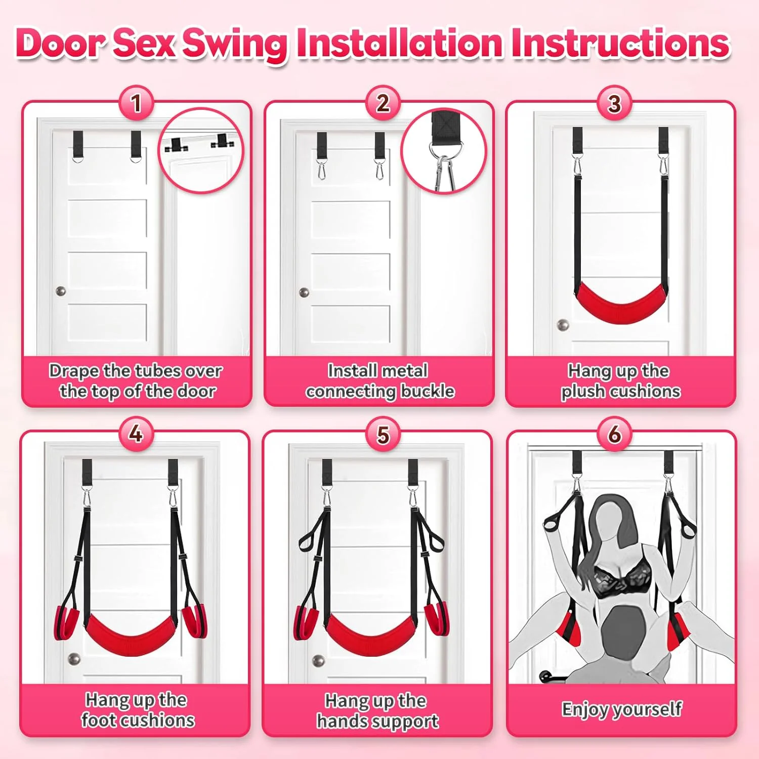 VelvetRise Door Sex Swing 800lb Support Wide Cushions - Image 6