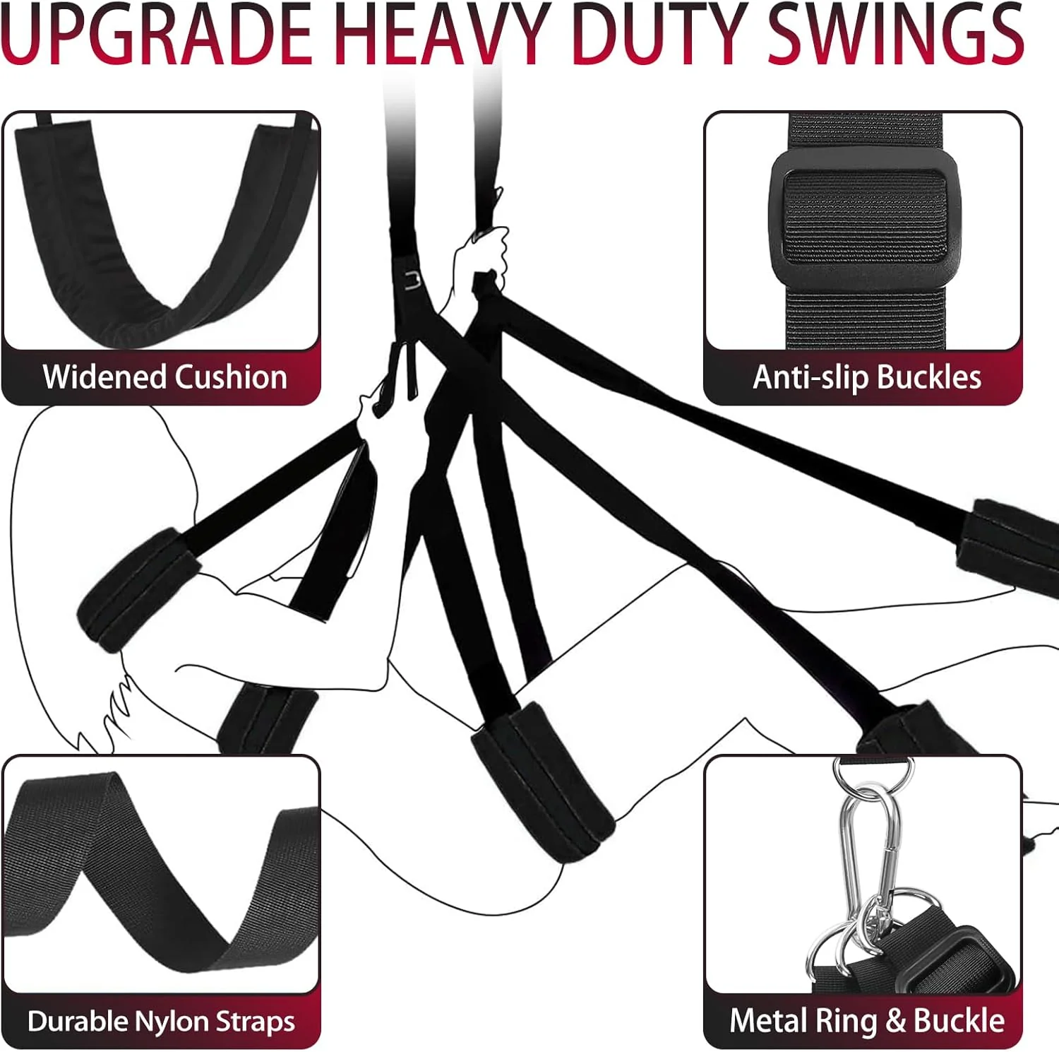 VelvetBond BDSM Door Sex Swing 800lb Cushioned - Image 4