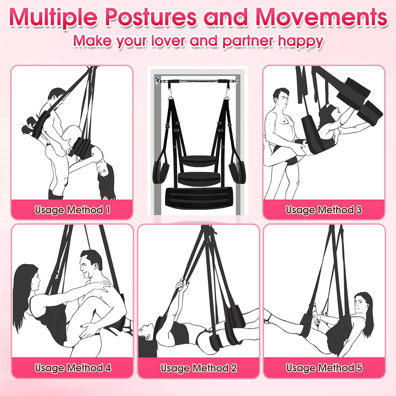 StratavaX Heavy Duty Sex Swing 500lb Adjustable - Image 5