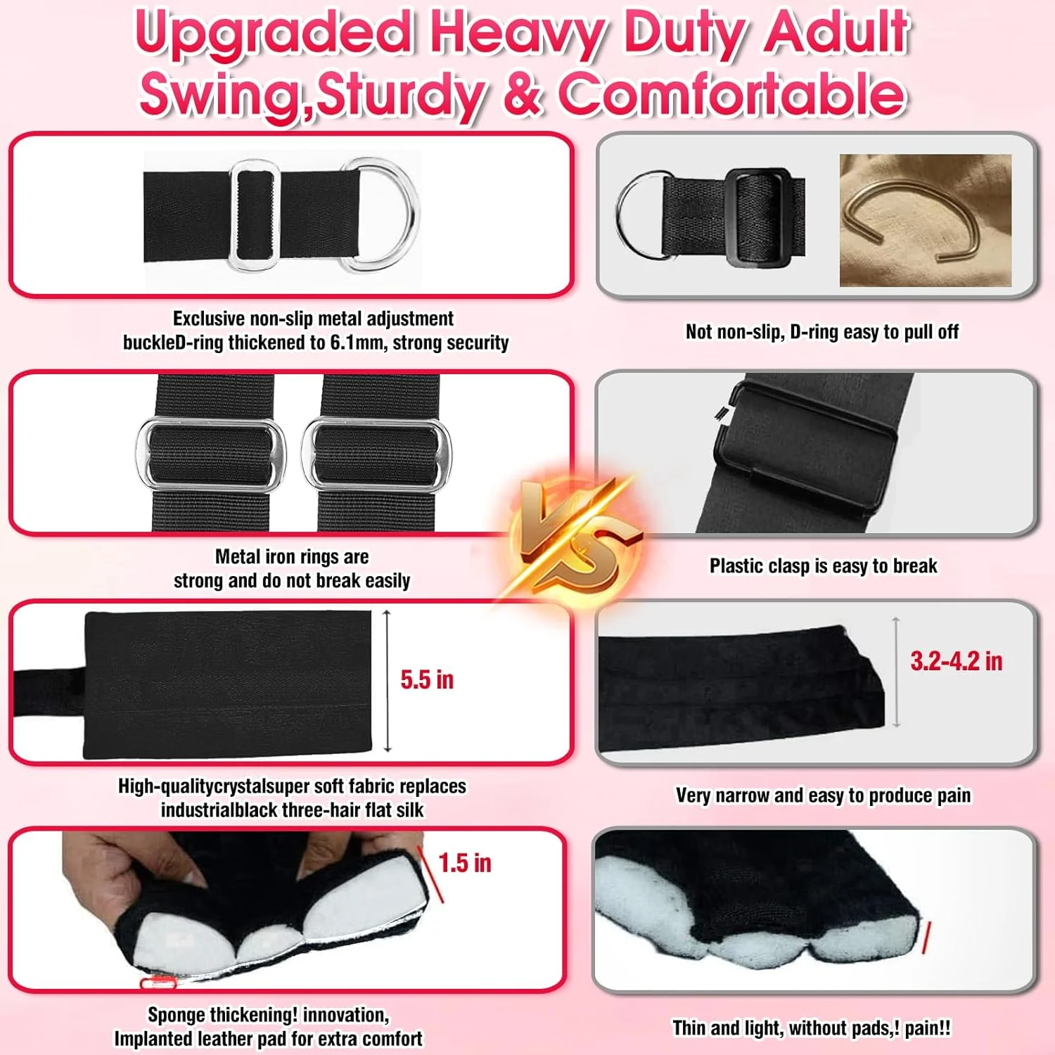 StratavaX Heavy Duty Sex Swing 500lb Adjustable - Image 6