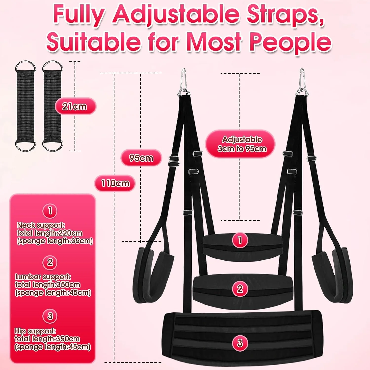StratavaX Heavy Duty Sex Swing 500lb Adjustable - Image 8