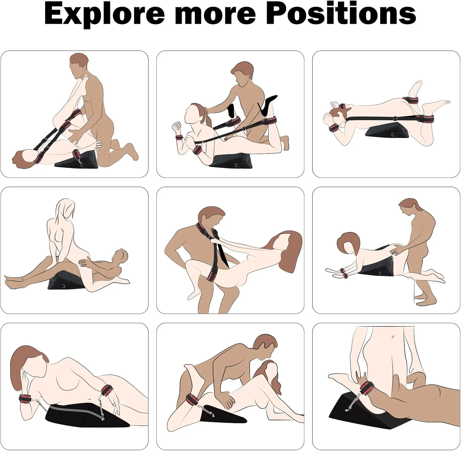 ElevaBond BDSM Positioning Wedge Pillow Set with Straps & Harness - Image 2